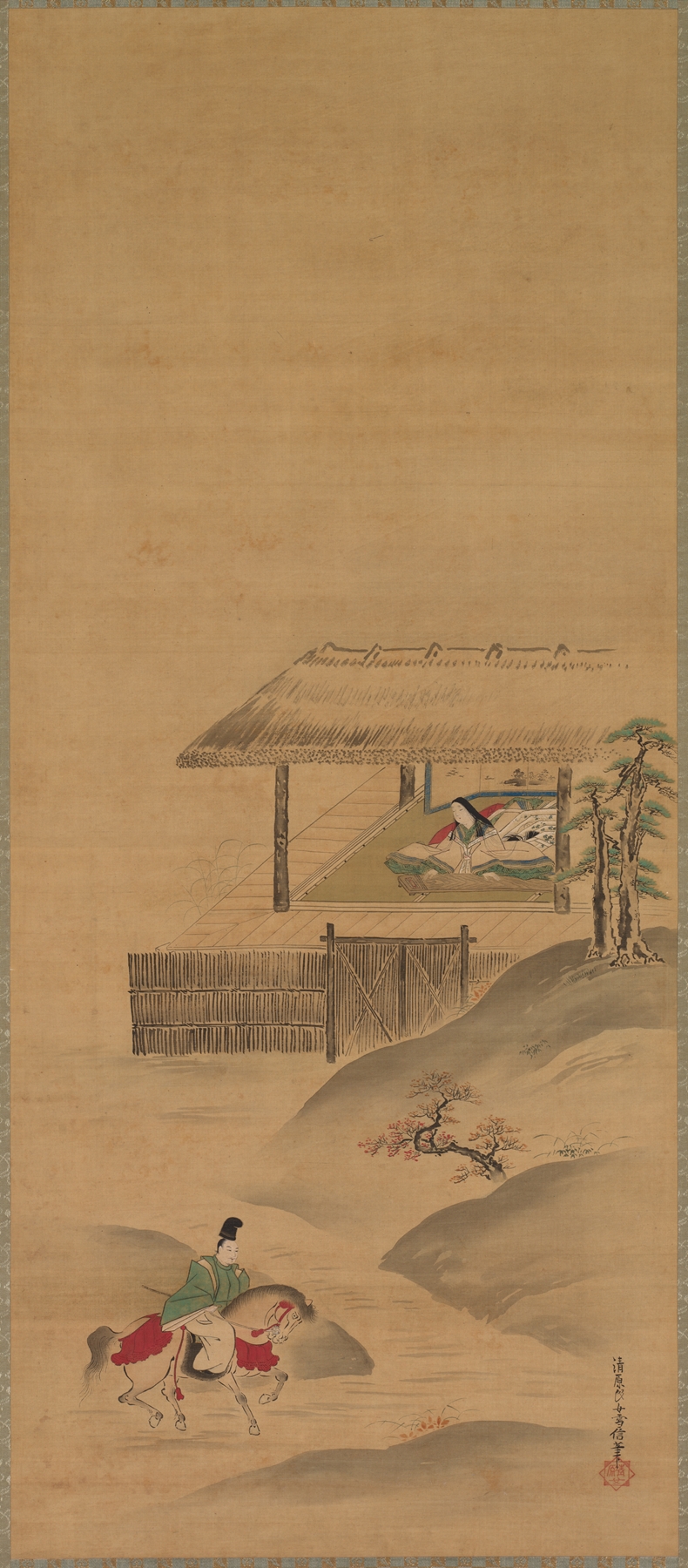 Historical scene of Minamoto no Nakakuni and Lady Kogō, Ukiyo-e by Kiyohara Yukinobu