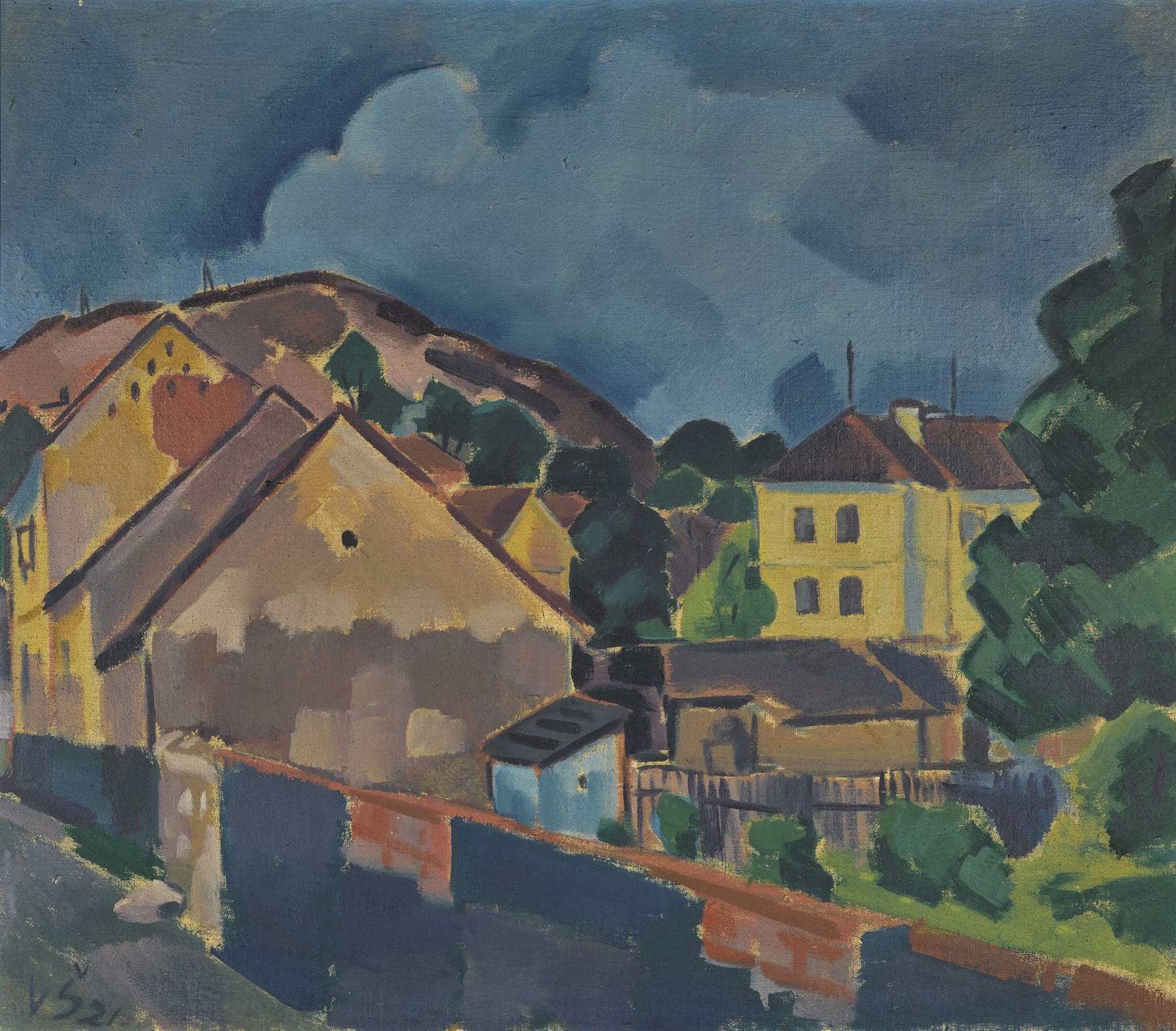 Houses by Václav Špála, modernism, featuring geometric forms and vibrant colors