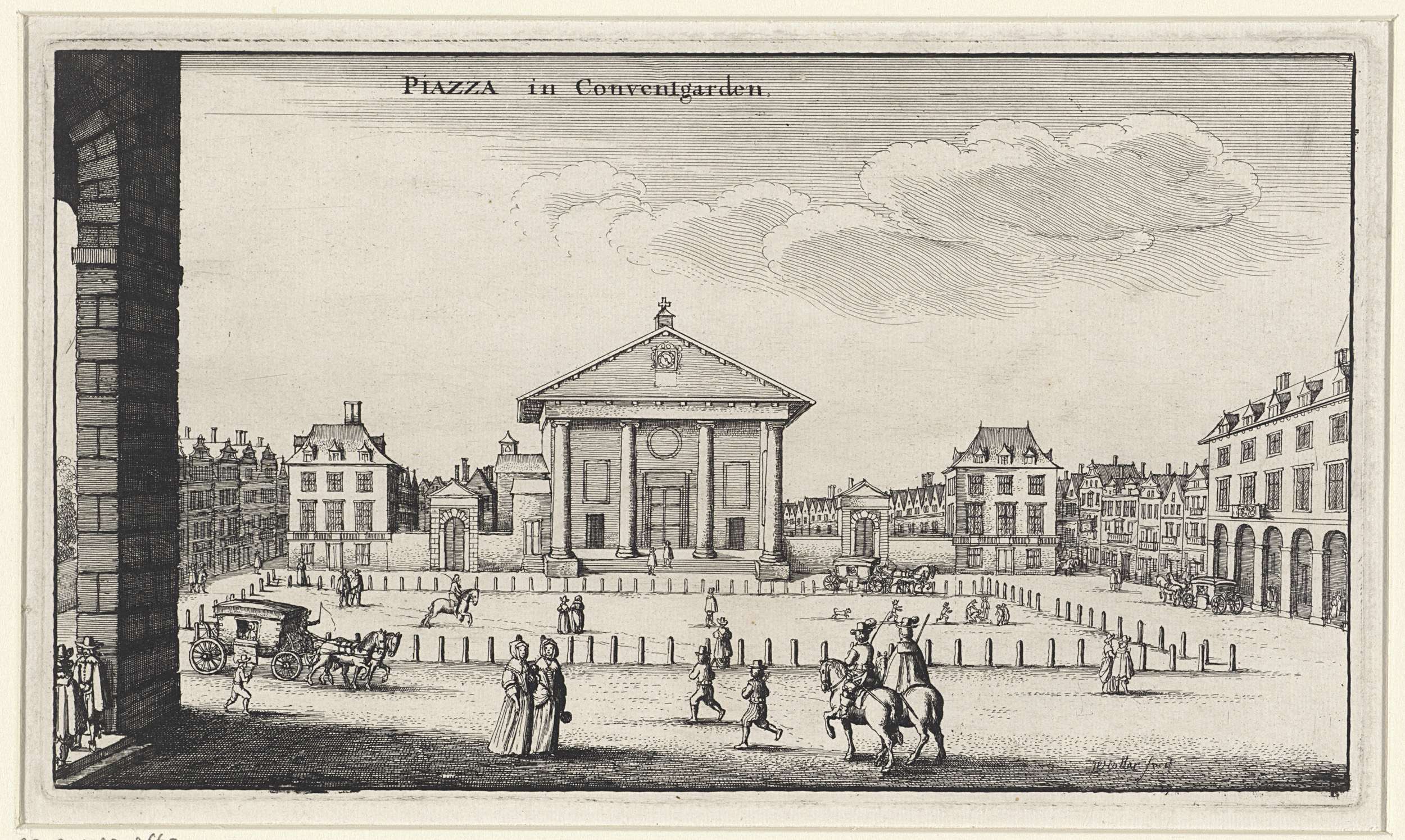 Etching by Wenceslaus Hollar showing a lively market scene in Covent Garden.