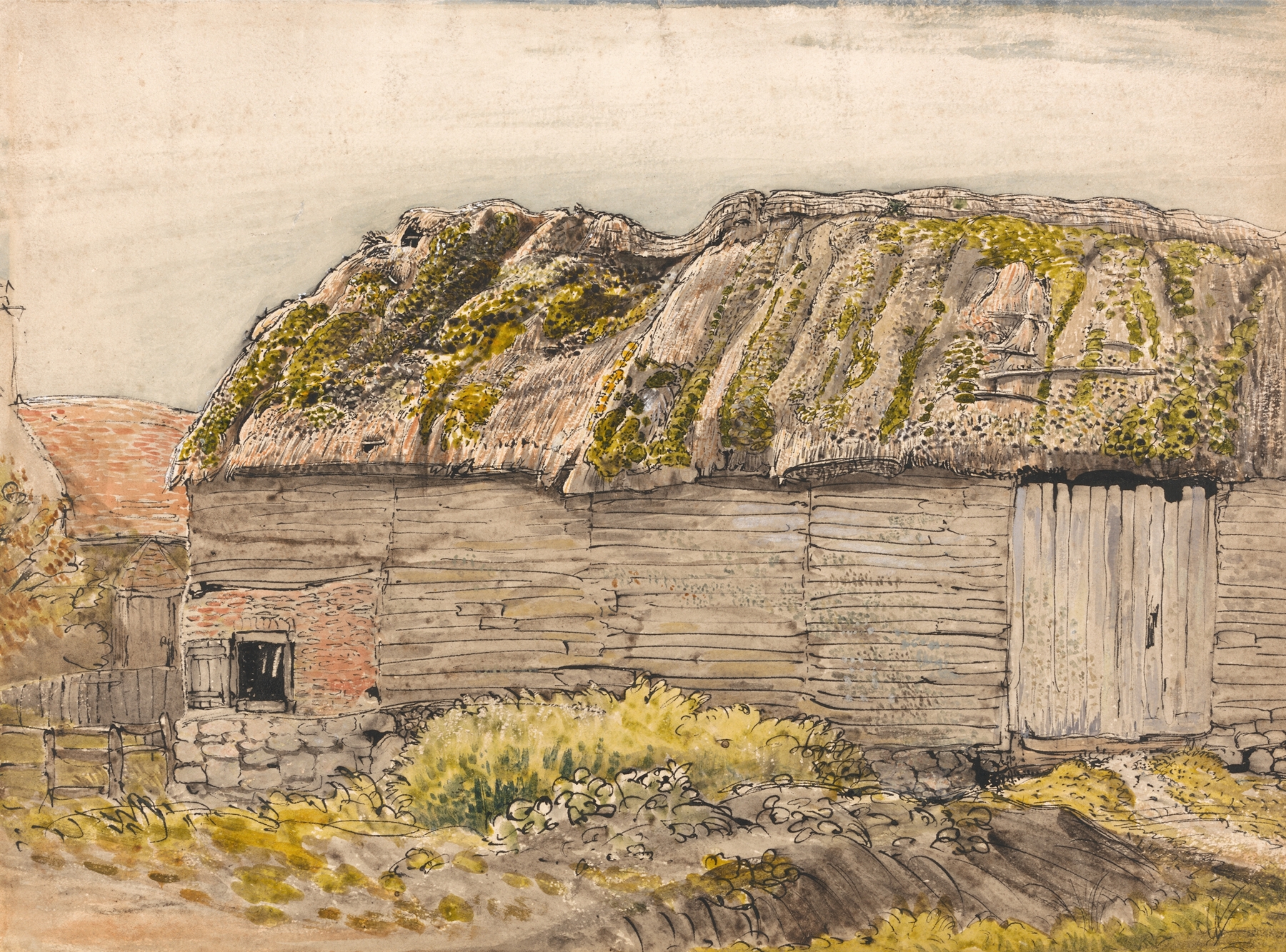 A Barn with a Mossy Roof, Shoreham, by Samuel Palmer, public domain