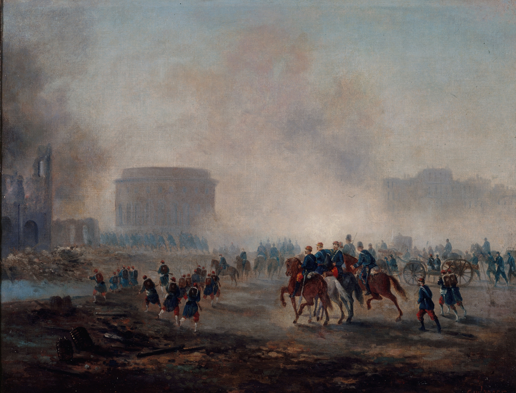 La Rotonde de la Villette cernée par les troupes versaillaises by Gustave Boulanger, oil painting