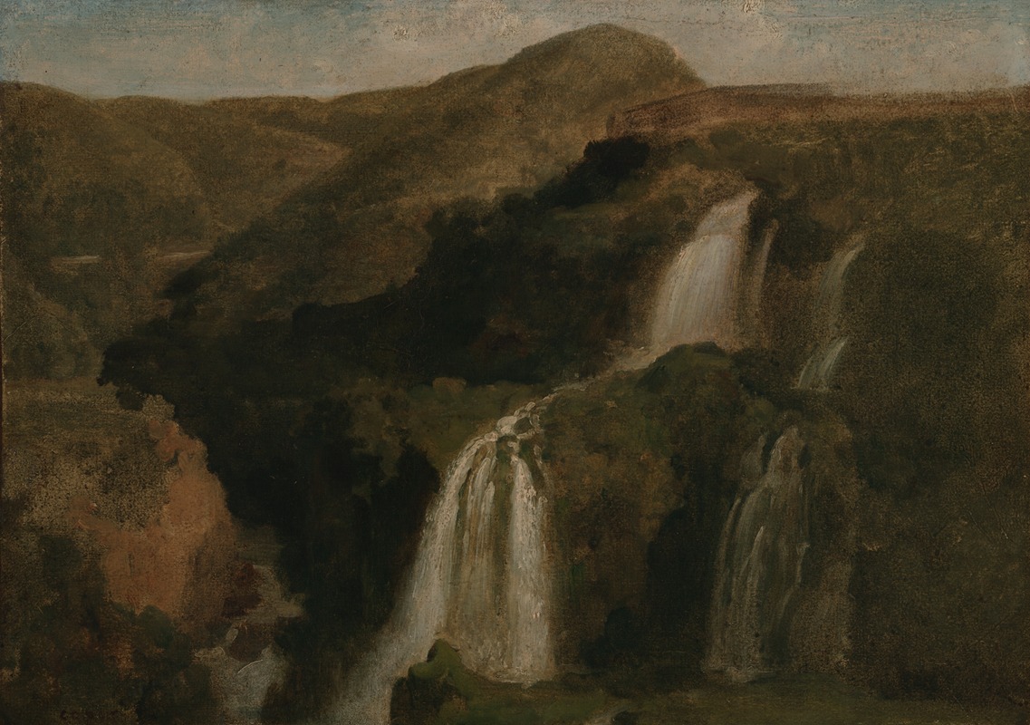 A serene landscape painting depicting the Falls of Tivoli.