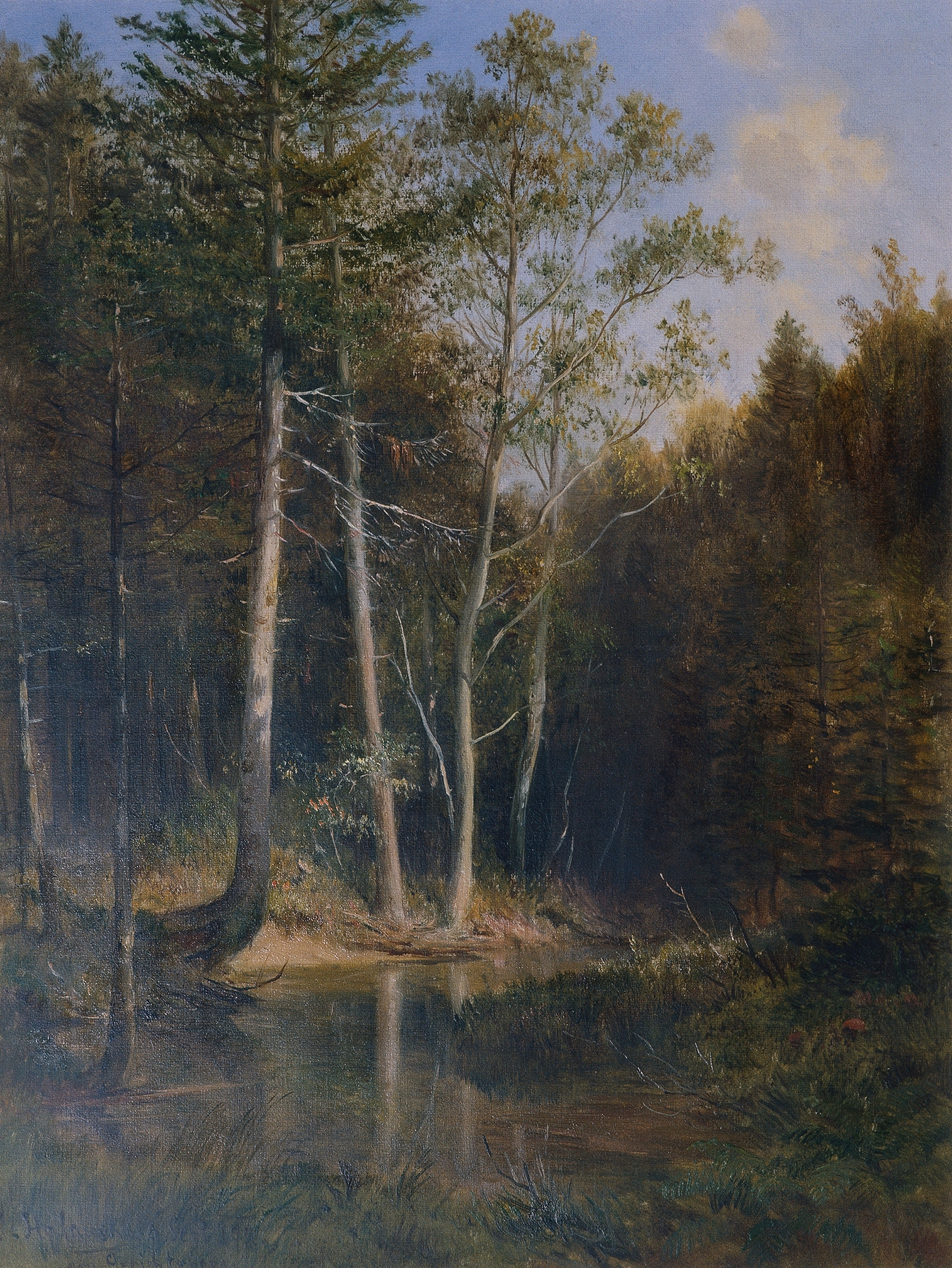 Waldpartie am Gerichtsberg bei Kaumberg by Ludwig Halauska, oil on canvas depicting a vibrant forest scene
