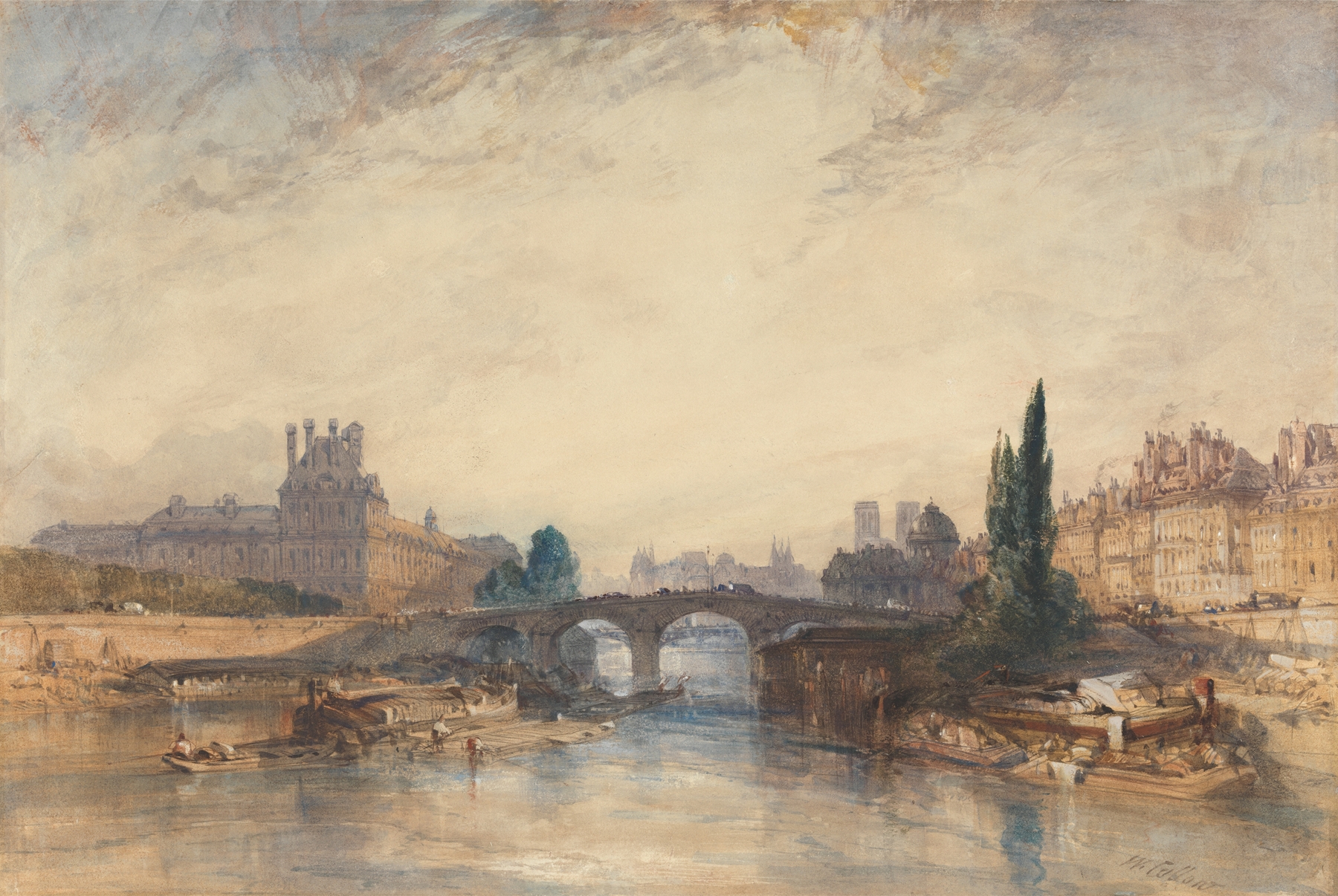 View of the Pont Royal by William Callow, oil on canvas depicting a twilight landscape.