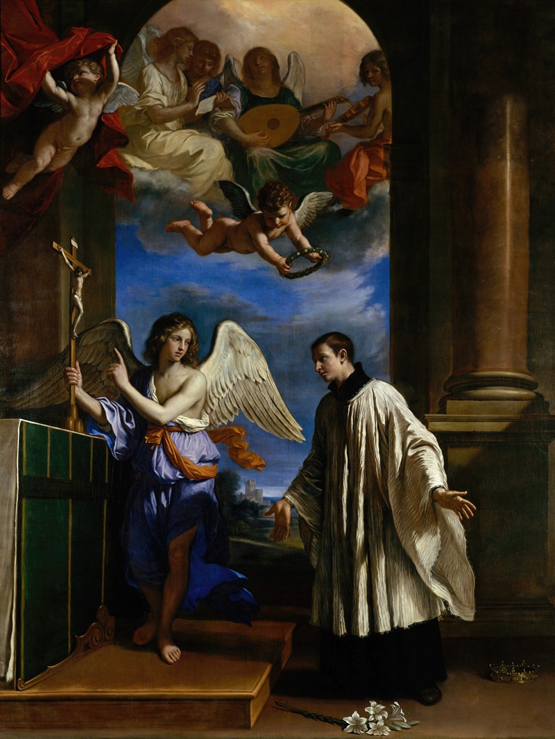 The Vocation of Saint Aloysius Gonzaga by Guercino depicts the saint's divine calling.