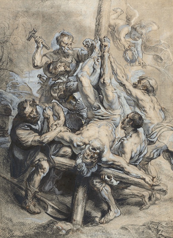 The Crucifixion of Peter the Apostle by Peter Paul Rubens depicts a dramatic scene of martyrdom.