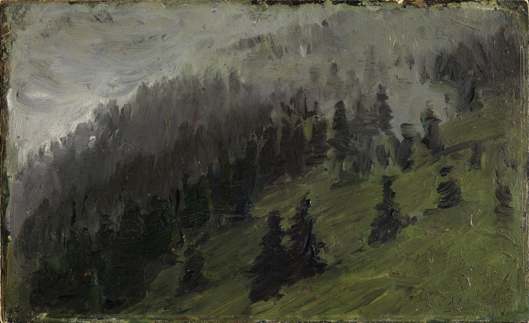 Nebel zwischen Tannen, by Franz Marc, public domain