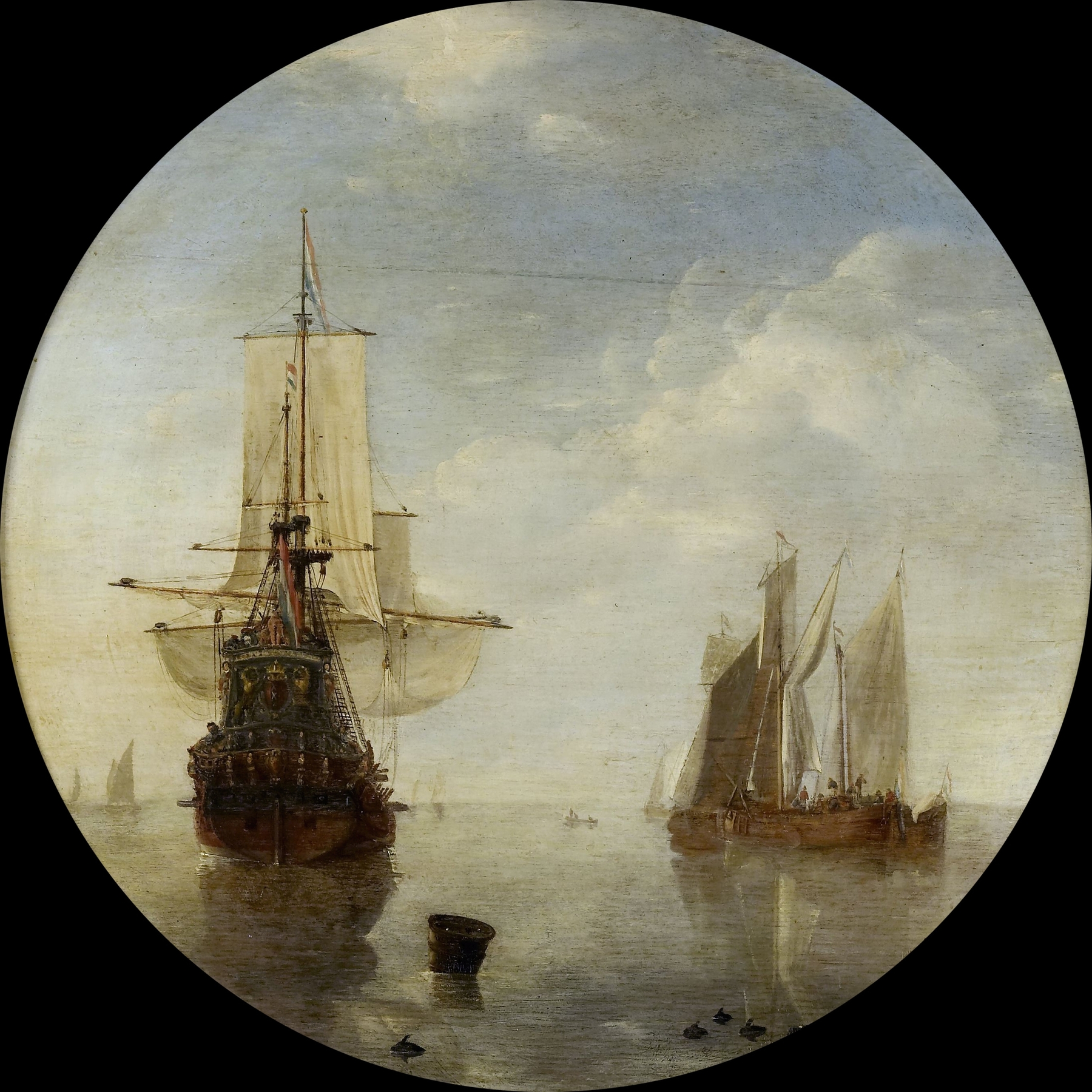 Ships at Anchor, by Willem van de Velde the Younger, public domain