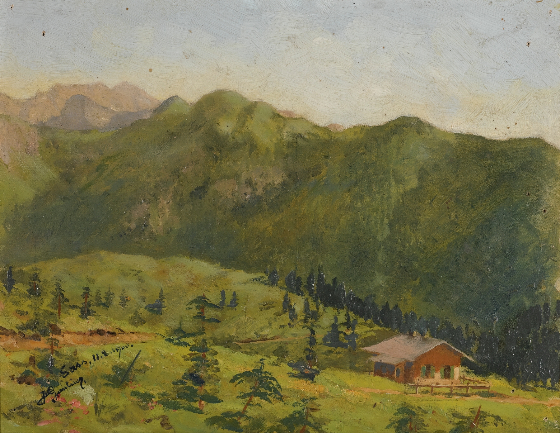 Interior of The Saas Hunting Lodge In Liechtenstein by Hans Gantner, realism style