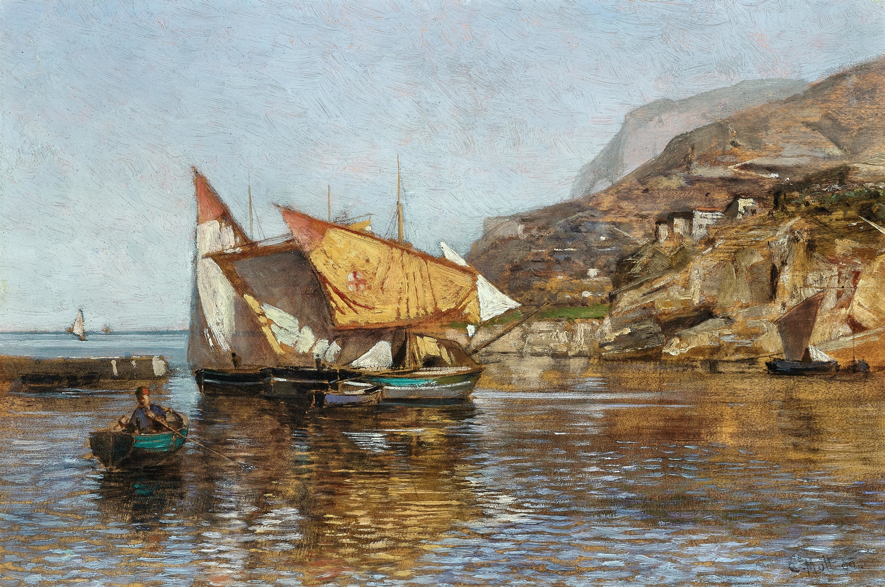 A Coastal Landscape with Fishing Boats, by Carl Moll, public domain