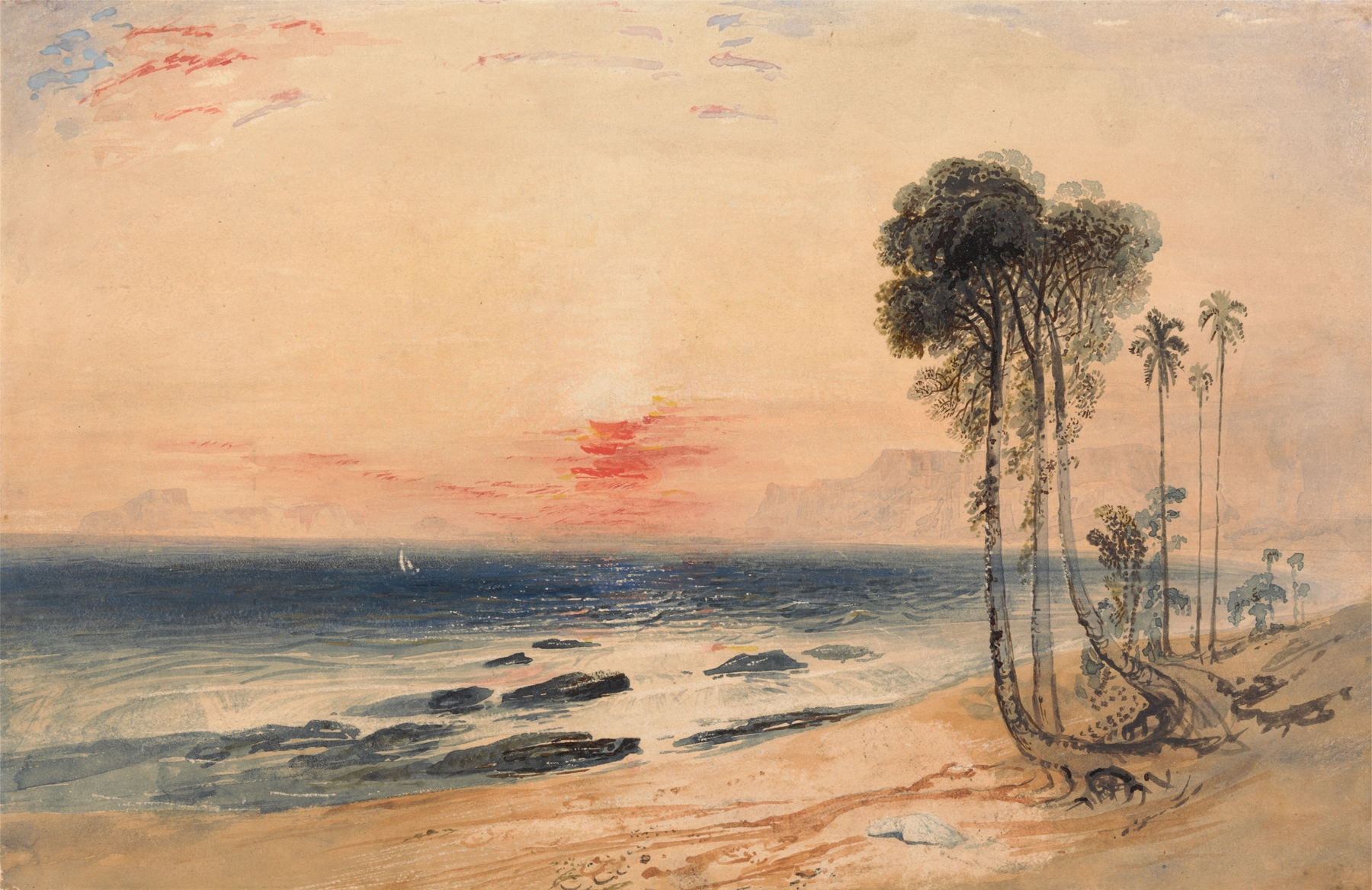 A Tropical Coast, Sunset, by John Martin, public domain