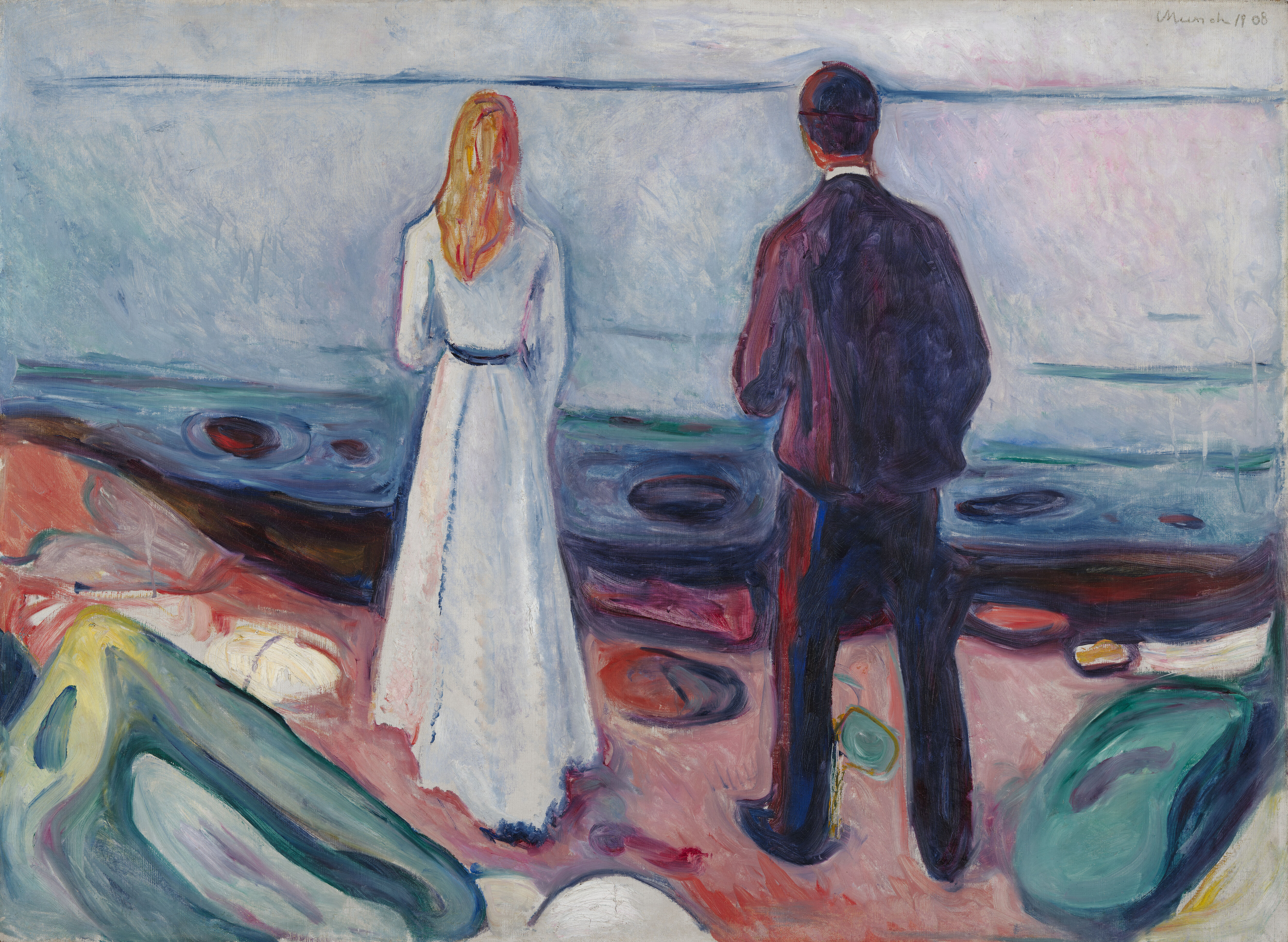 Two Human Beings (The Lonely Ones), by Edvard Munch, public domain