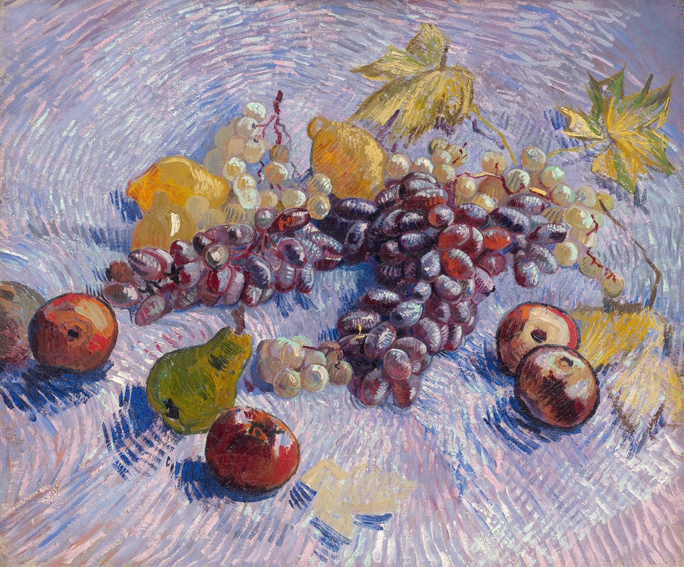 Still life of grapes, lemons, pears, and apples, oil on canvas by Vincent van Gogh