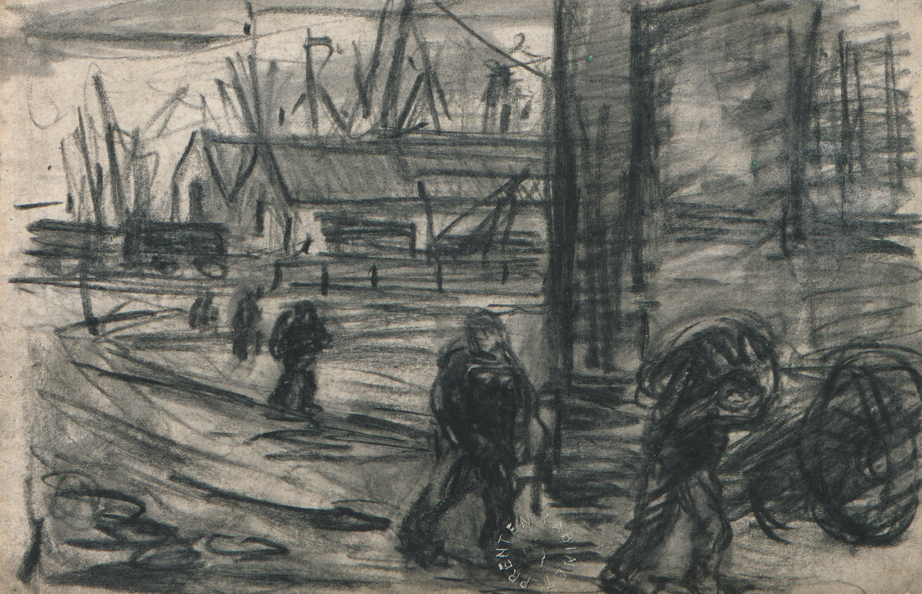 Op weg naar het werk, by Eugeen Van Mieghem, public domain