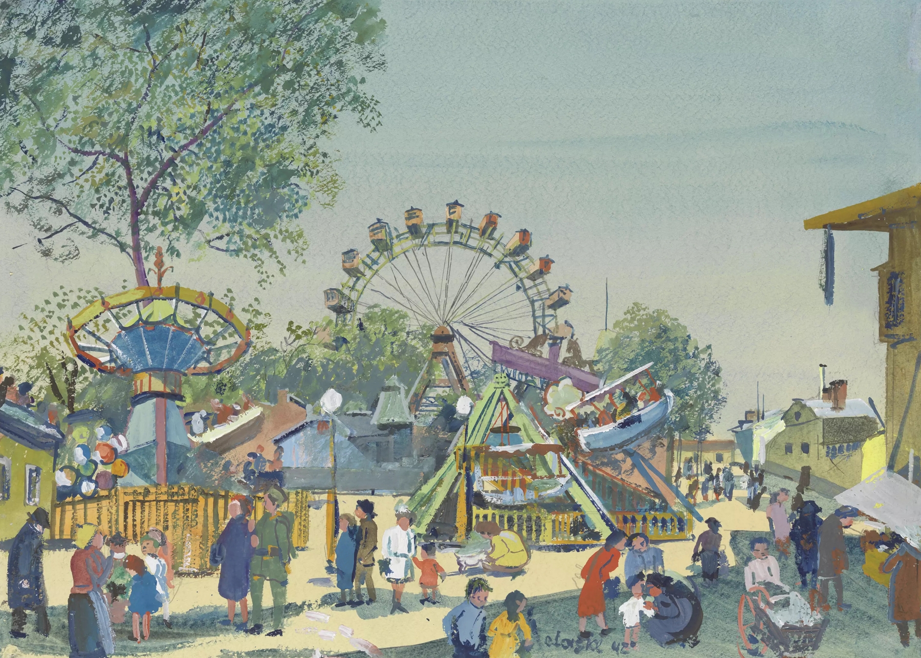 Im Wurstelprater, by Oskar Laske, public domain