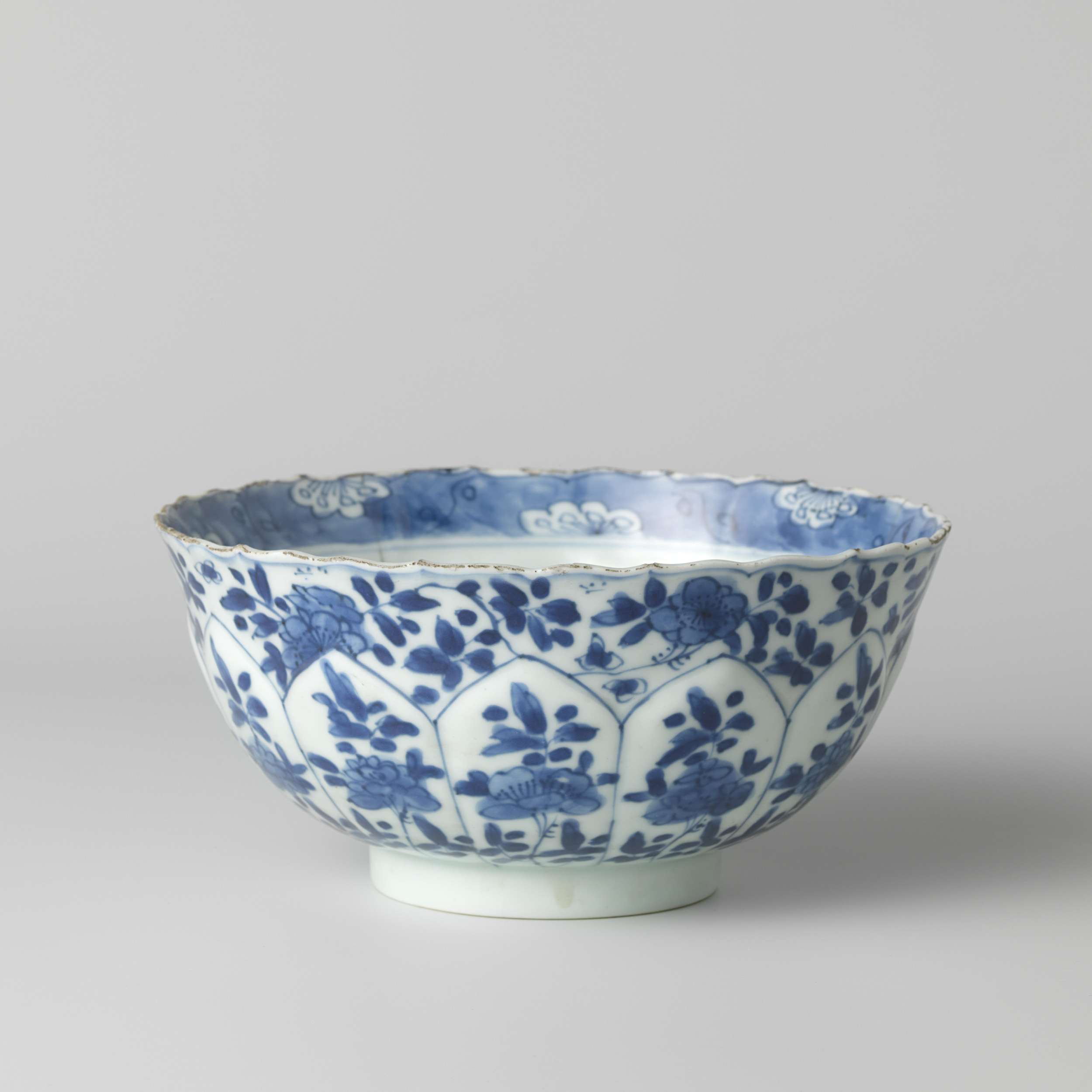 Rococo ceramic bell-shaped bowl with moulded panels by unknown artist