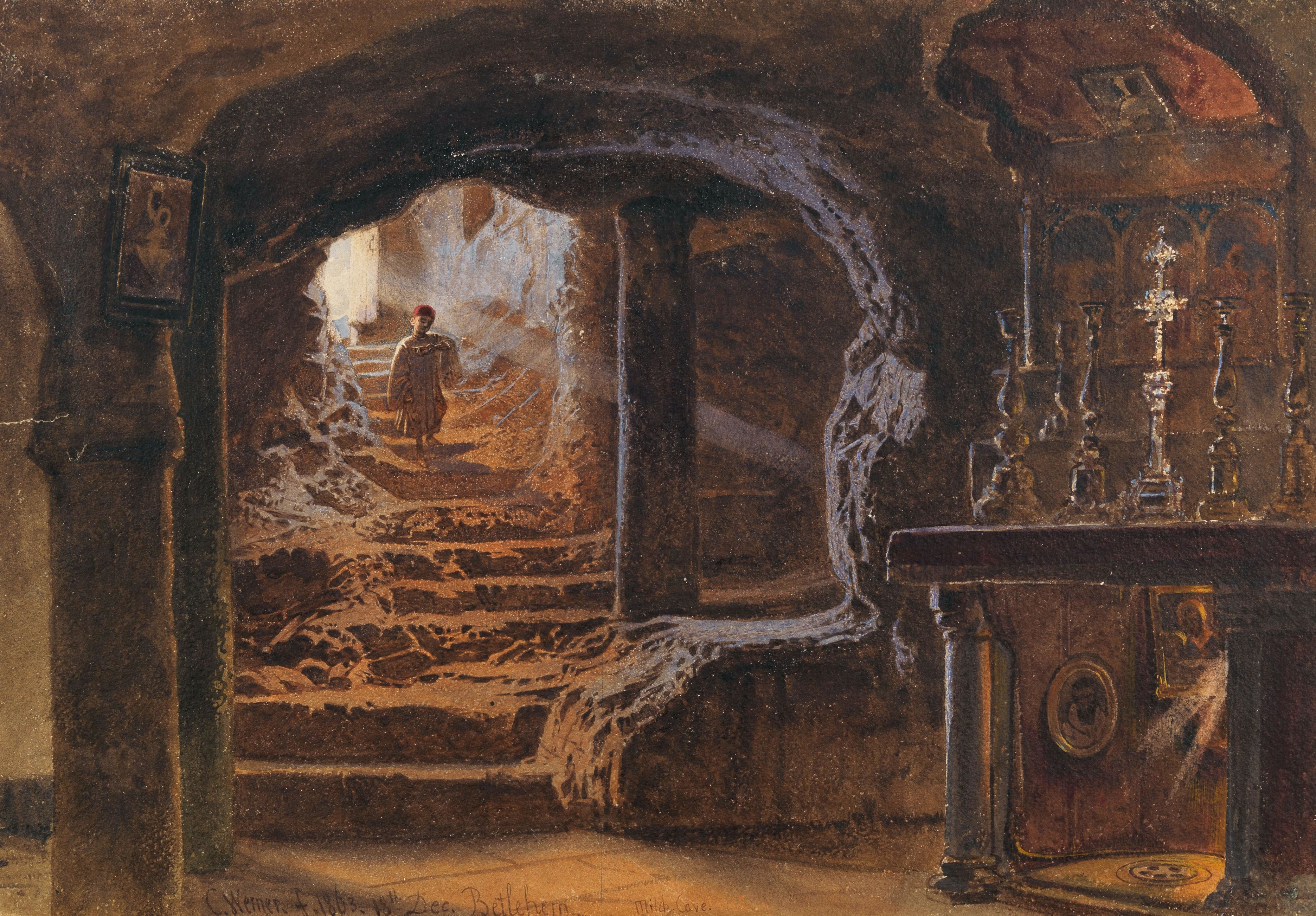 oil painting of The Chapel Of The Milk Grotto in Bethlehem by Carl Friedrich Heinrich Werner