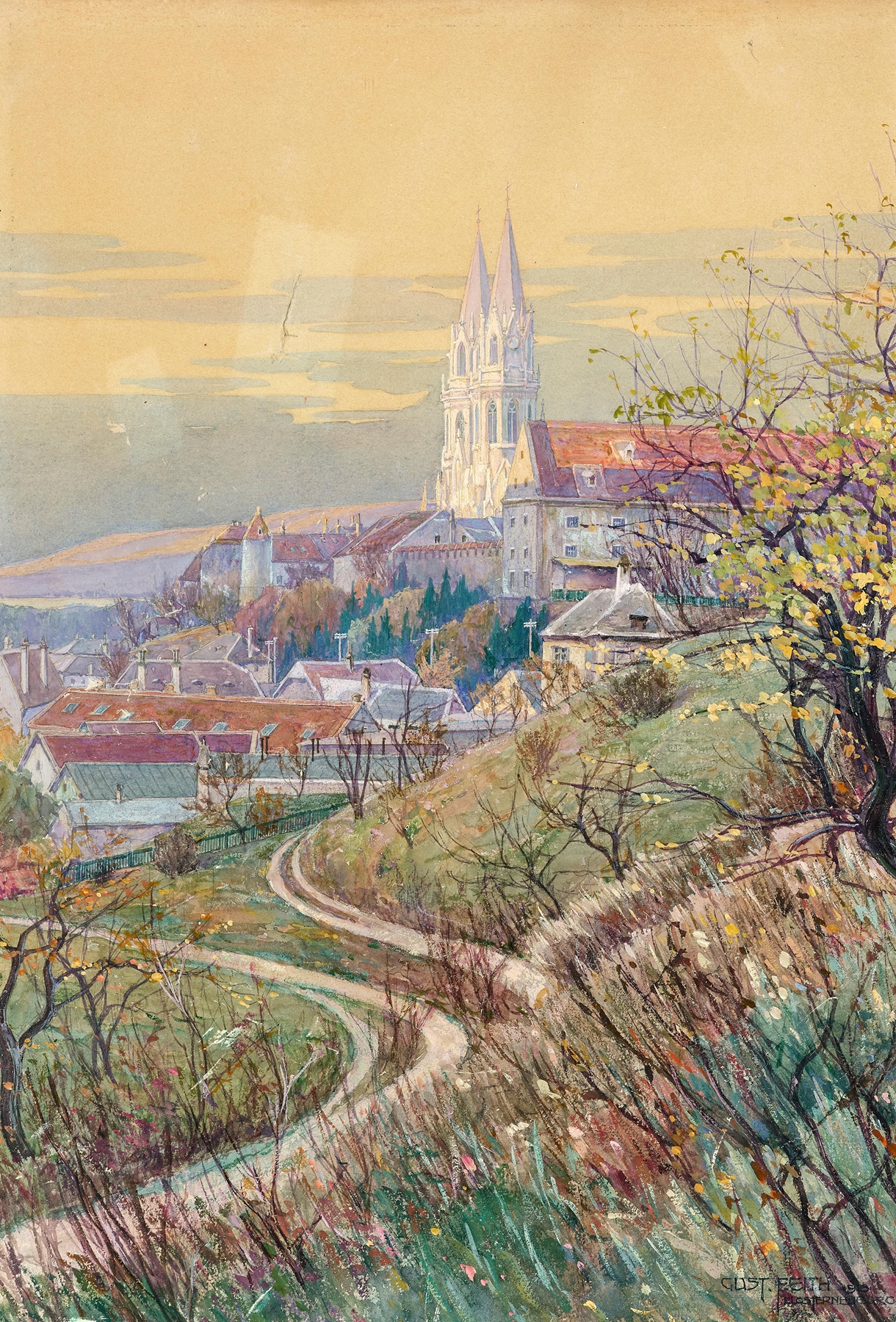 Gothic architecture of the abbey church by Gustav Feith, 1918