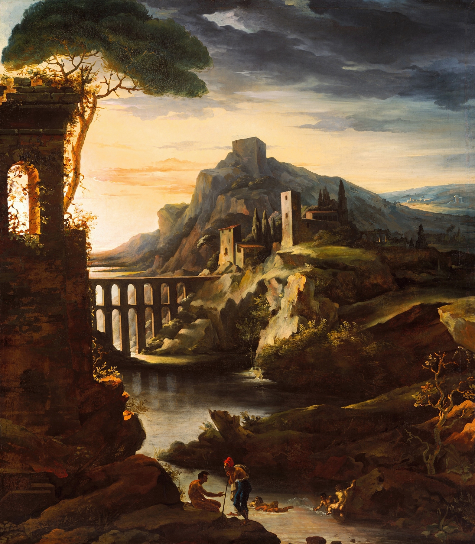 Evening; Landscape with an Aqueduct, by Théodore Géricault, public domain