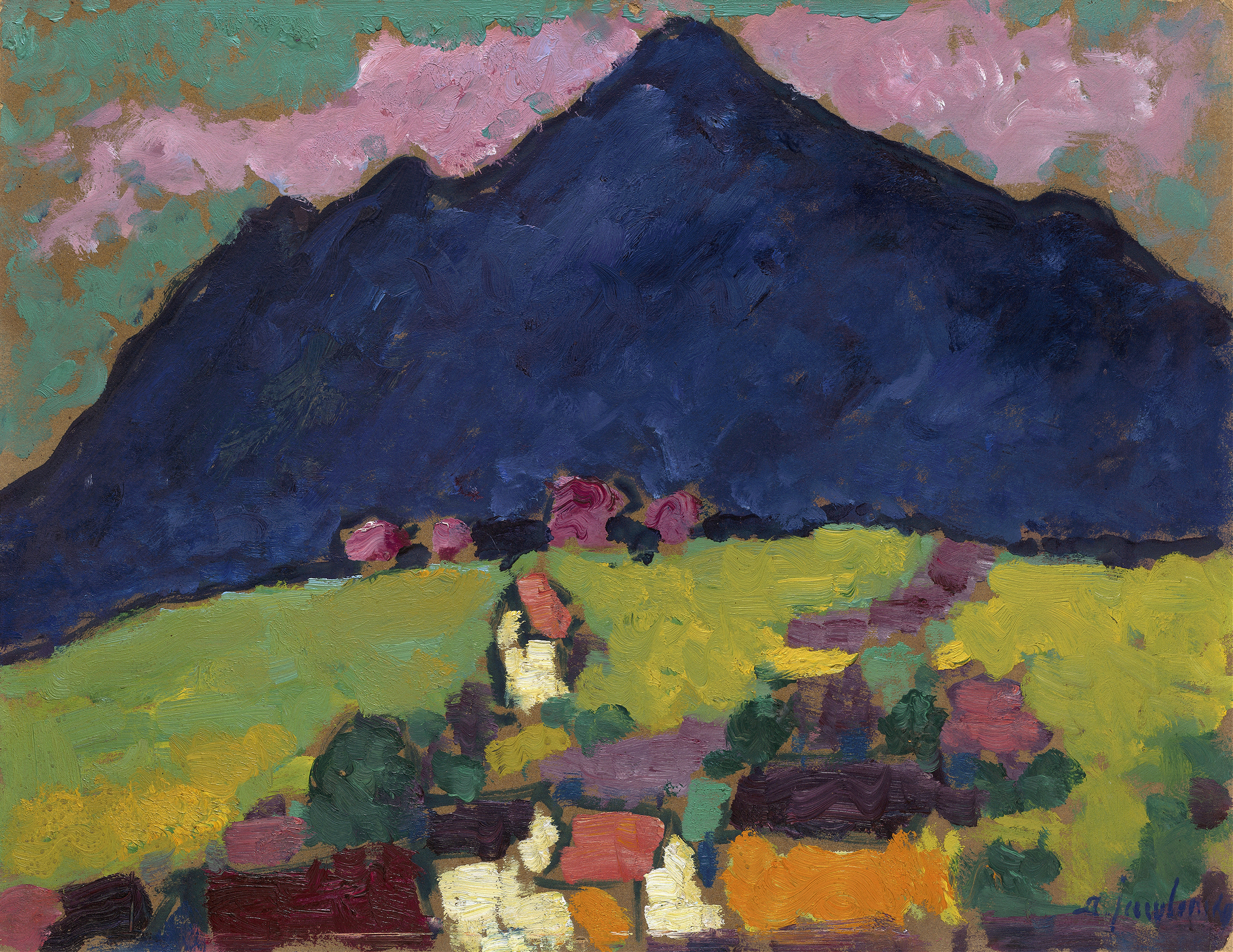 Abstract composition in oil painting by Alexej von Jawlensky