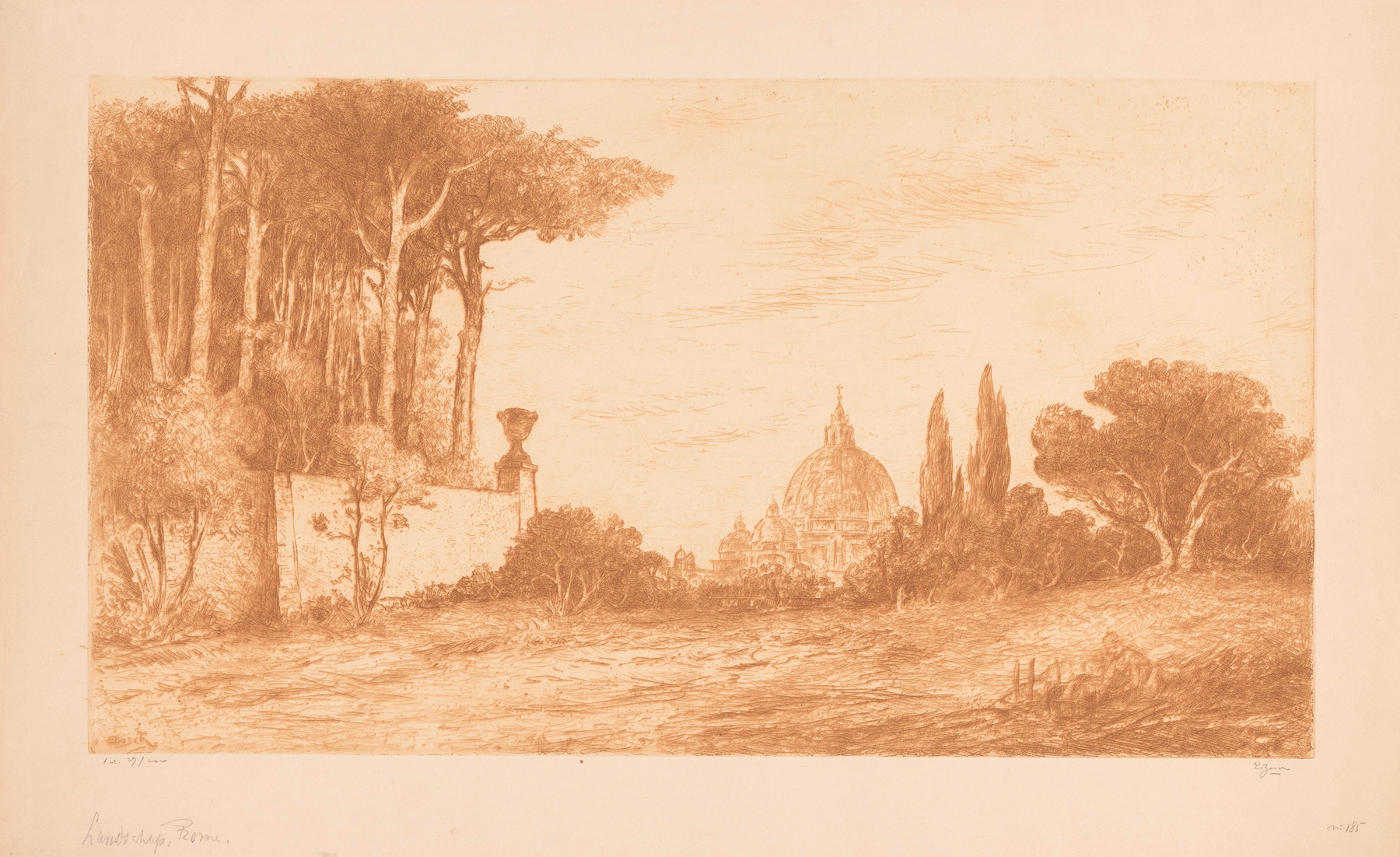 Landschap, Rome by Etienne Bosch, a serene landscape in oil painting