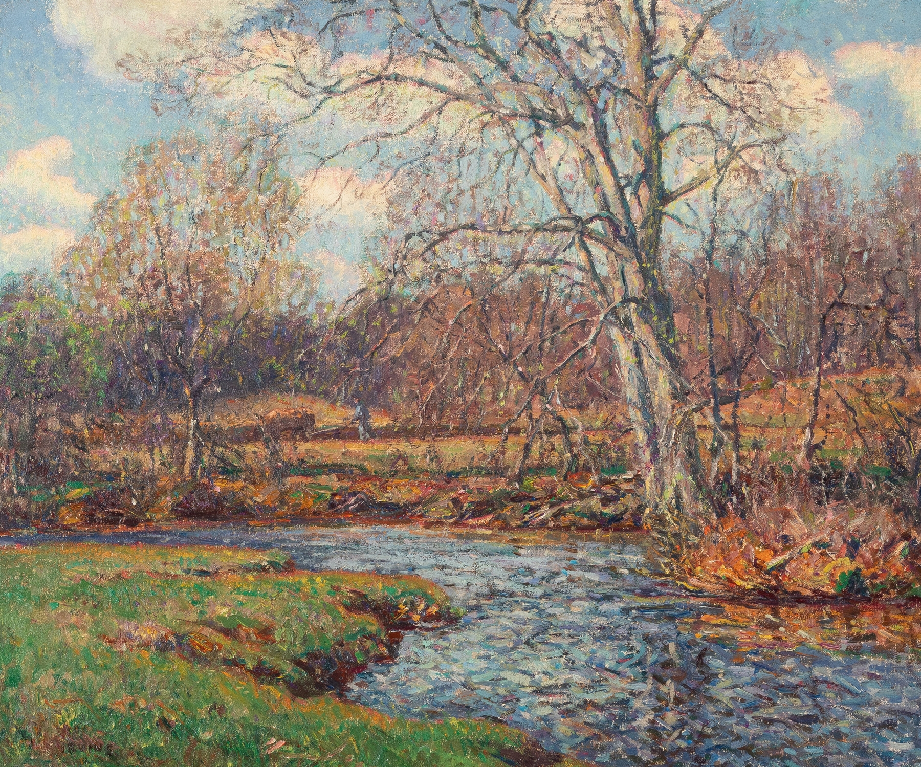 Autumn landscape with vibrant leaves, oil painting by Wilson Henry Irvine