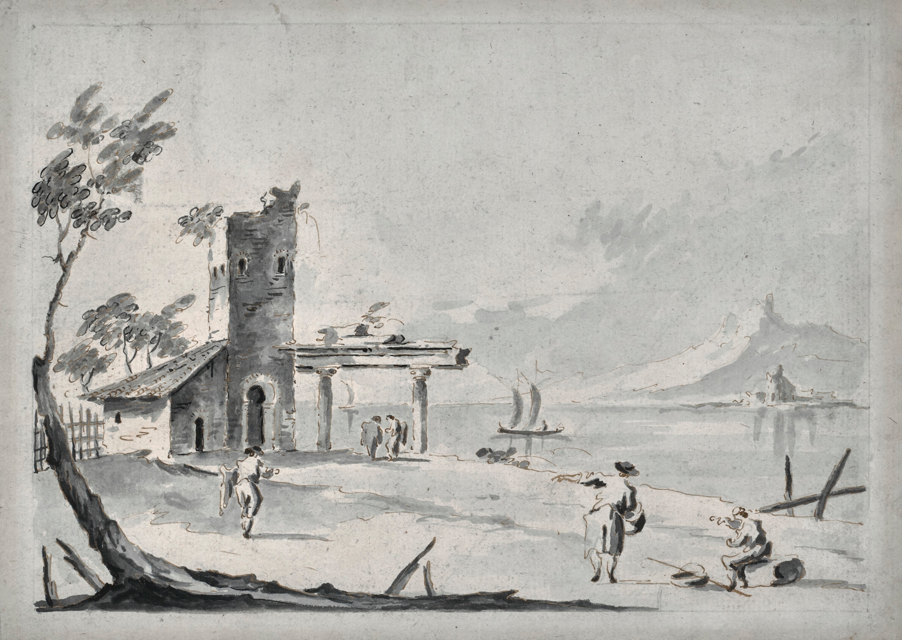 The Venetian lagoon with ruins and figures, by Giacomo Guardi, public domain