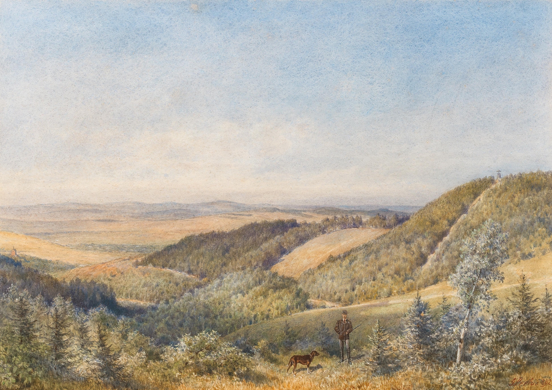 A landscape near Sebetov Castle by Gottfried Seelos, featuring wildflowers and soft light.