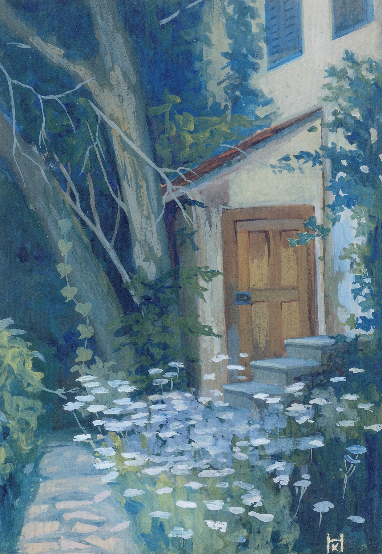 Botanical scene with Schierlingsblüten by Klara Hasslwander, oil painting