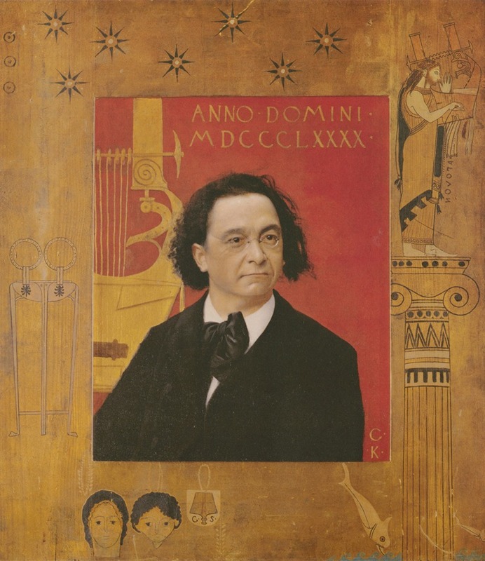 This painting captures the likeness of Josef Pembaur with Klimt's distinctive style.