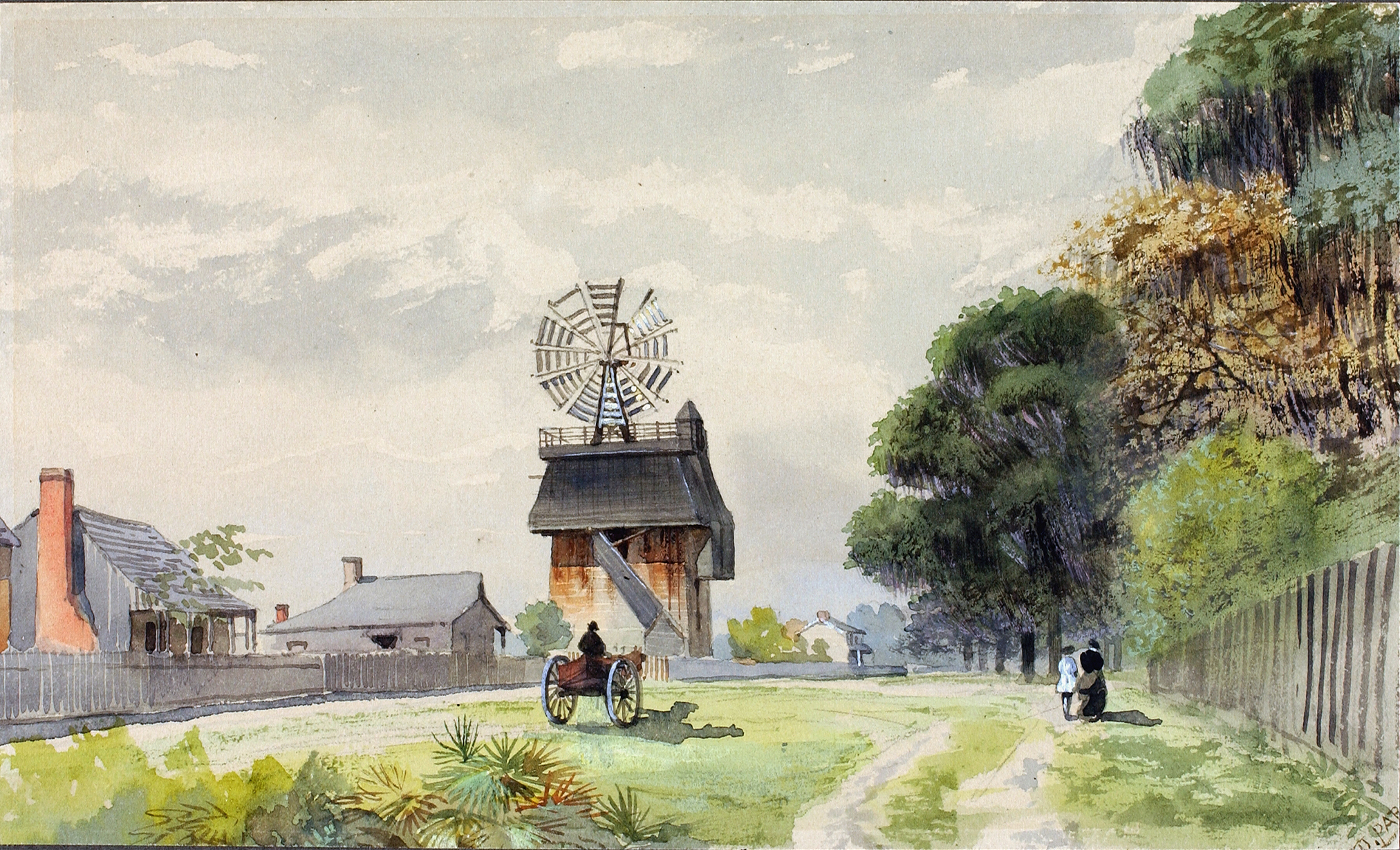 Florida Village by Walter Paris, oil on canvas depicting a serene landscape