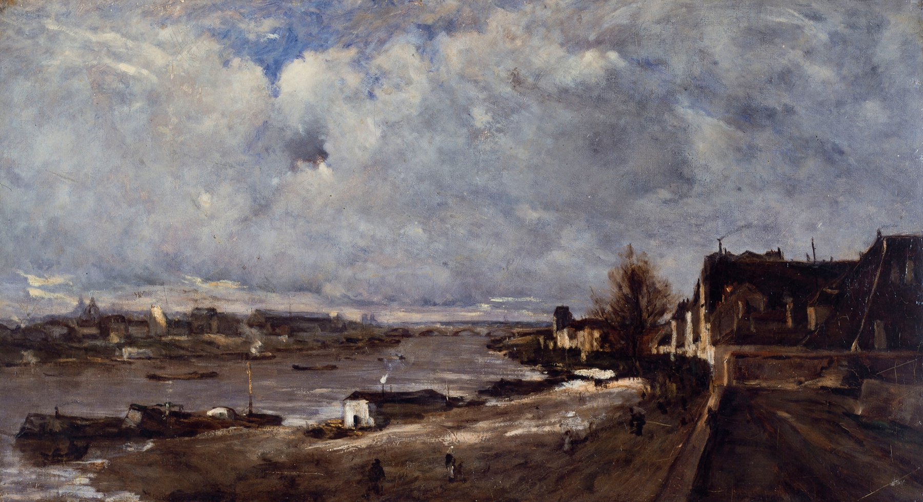 Le Quai de Bercy by Antoine Guillemet, Impressionism, depicting a quay with golden light on the river.