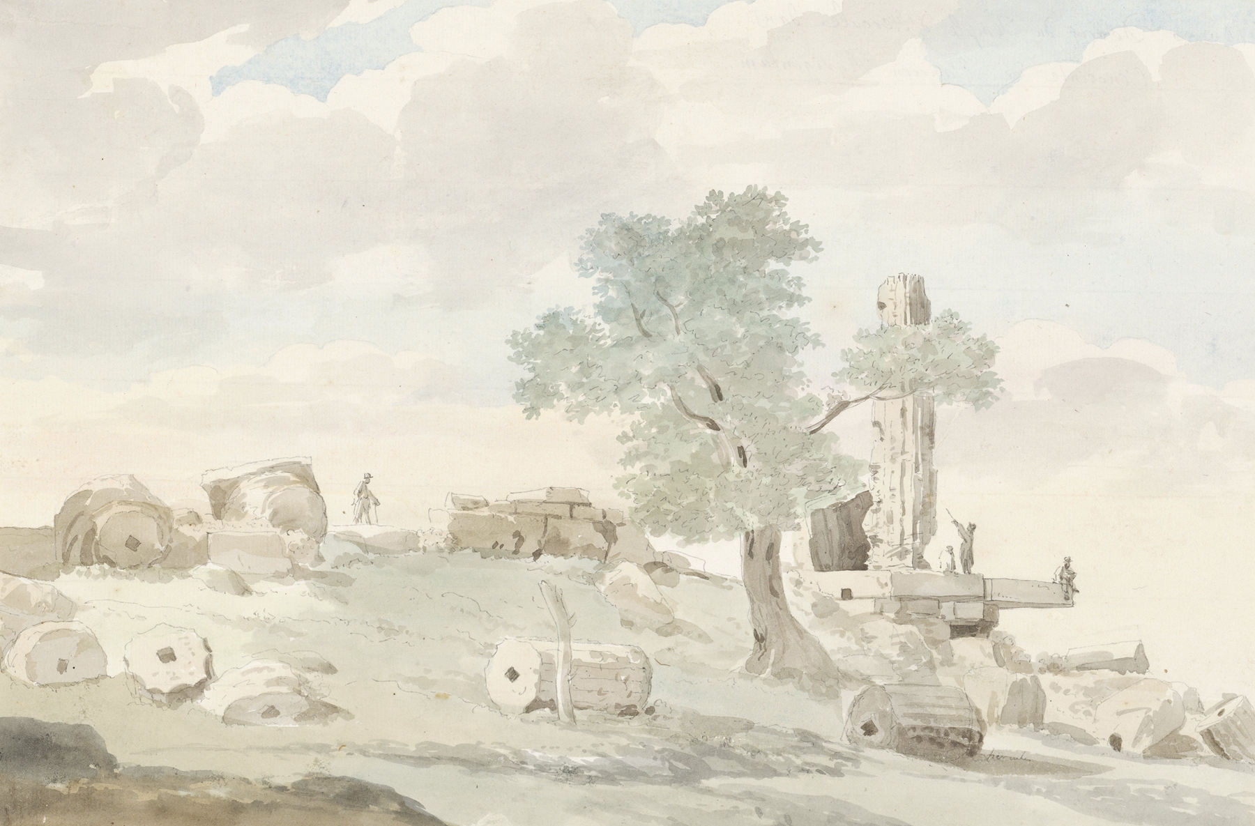 Remnants of Herculestempel by Abraham-Louis-Rodolphe Ducros, architecture