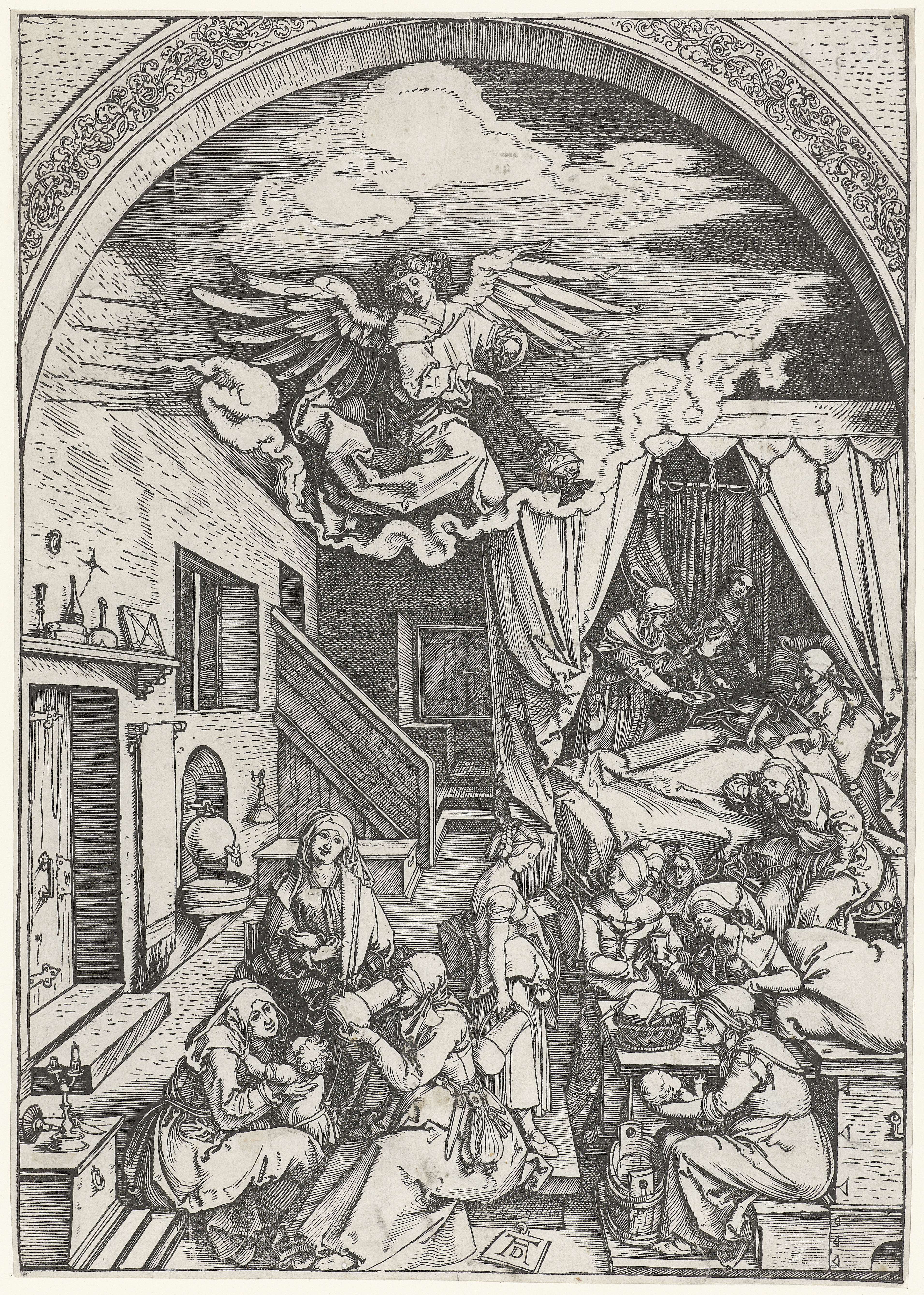 Religious scene featuring Saint Anne and Mary, paper by Albrecht Dürer