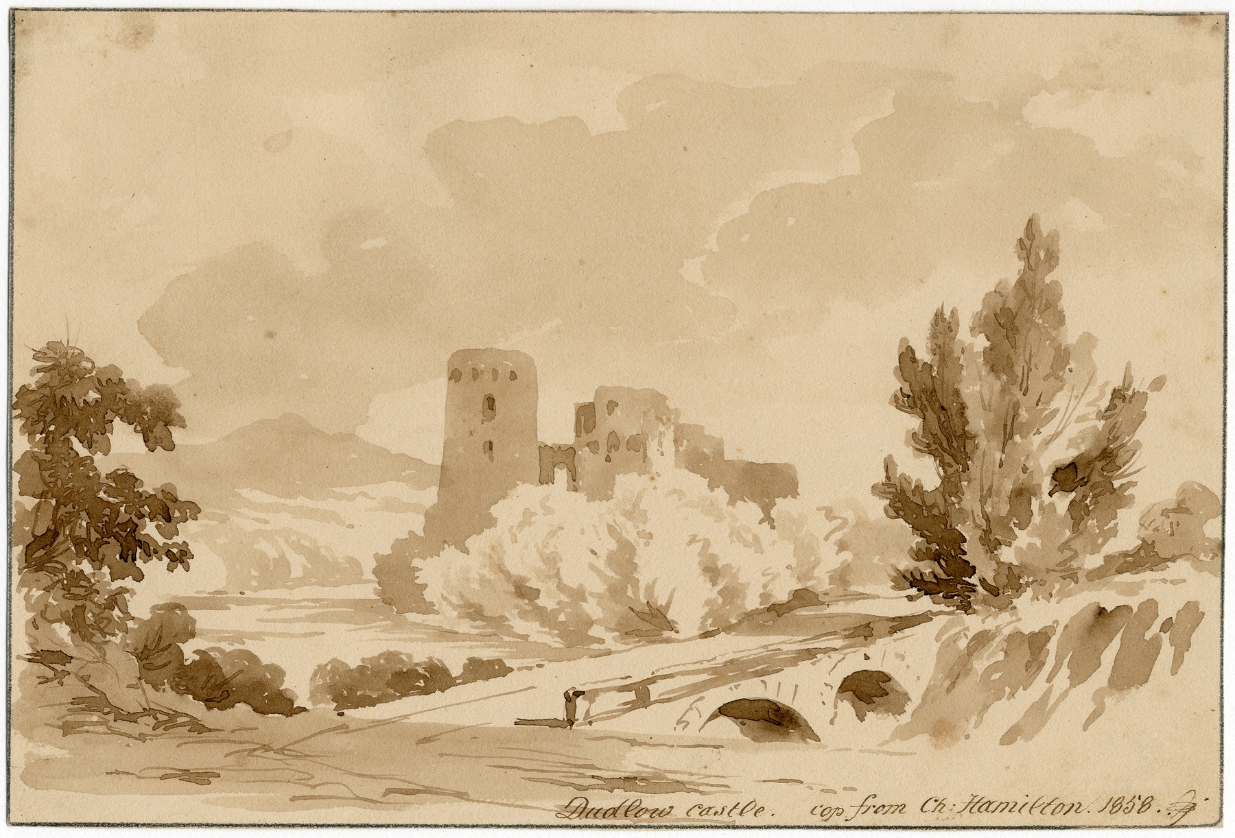 Dudlow Castle by Pieter van Loon, oil on canvas, depicting crumbling walls and ivy in golden light