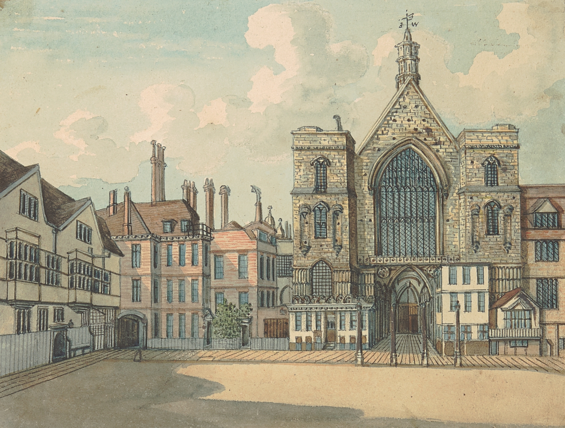 Westminster Hall by Samuel Ireland, oil painting depicting gothic architecture