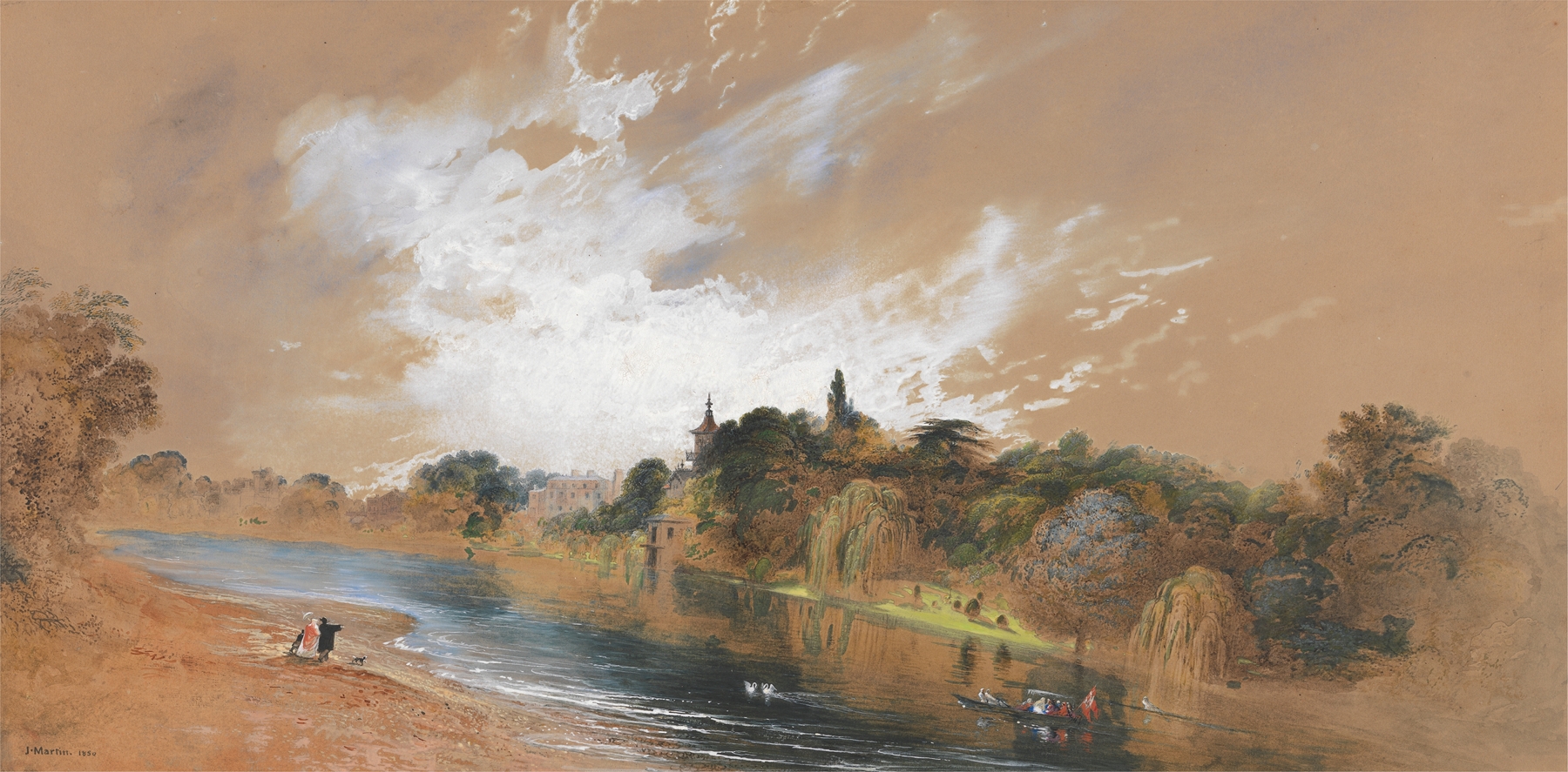 The Banks of the Thames, Opposite Pope’s Villa, by John Martin, public domain