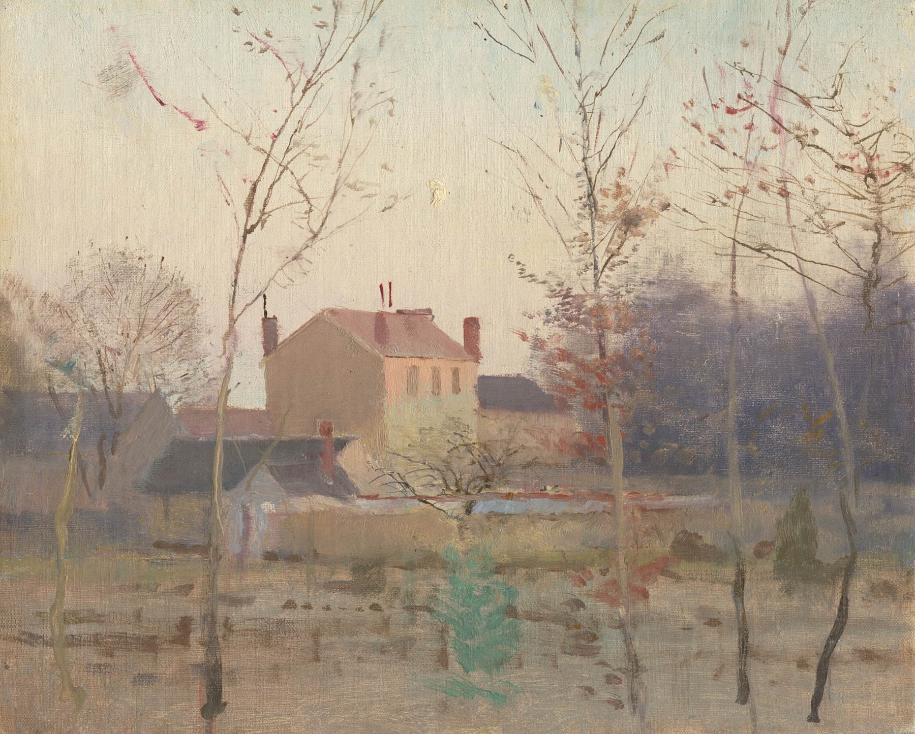 Autumn landscape with trees and golden light, oil on canvas by Ladislav Mednyánszky