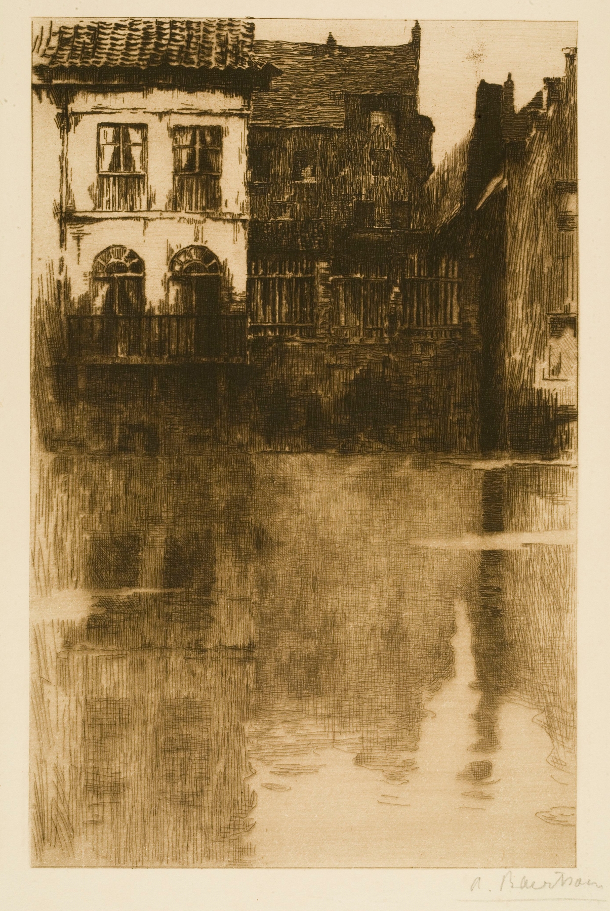 Old Houses on the Waterfront, oil on canvas by Albert Baertsoen