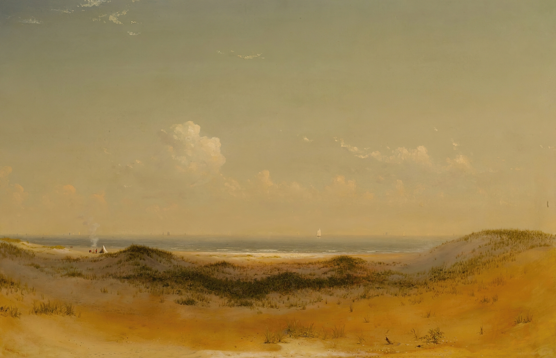 Marine scene with light reflections, oil painting by Dwight William Tryon