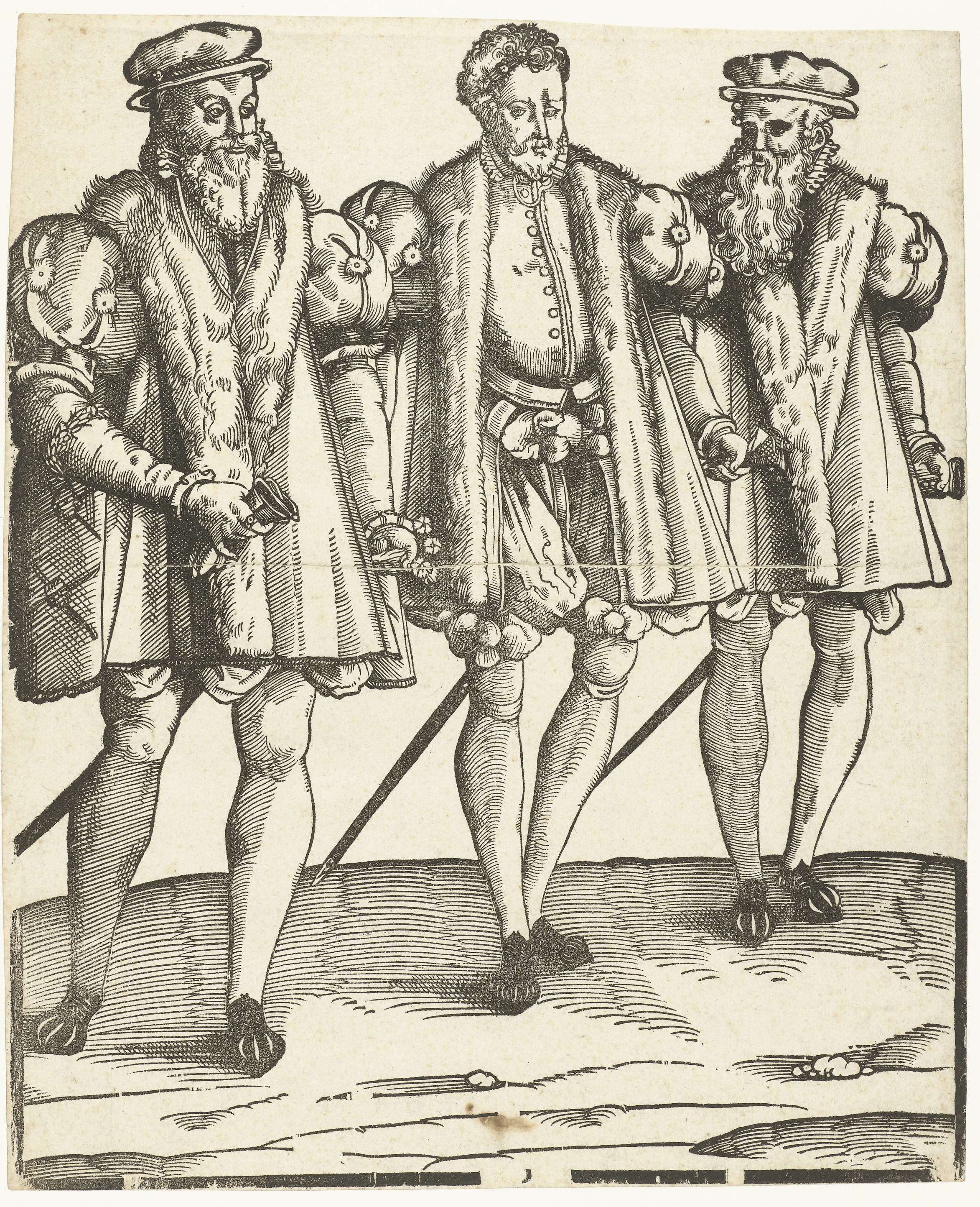 Portrait of Gaspard, Francois, and Odet de Coligny, paper, Unknown Artist