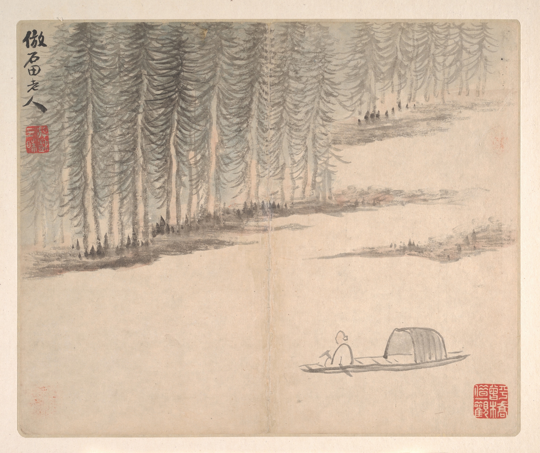 Landscapes after Ancient Masters Pl.07, by Mei Qing, public domain
