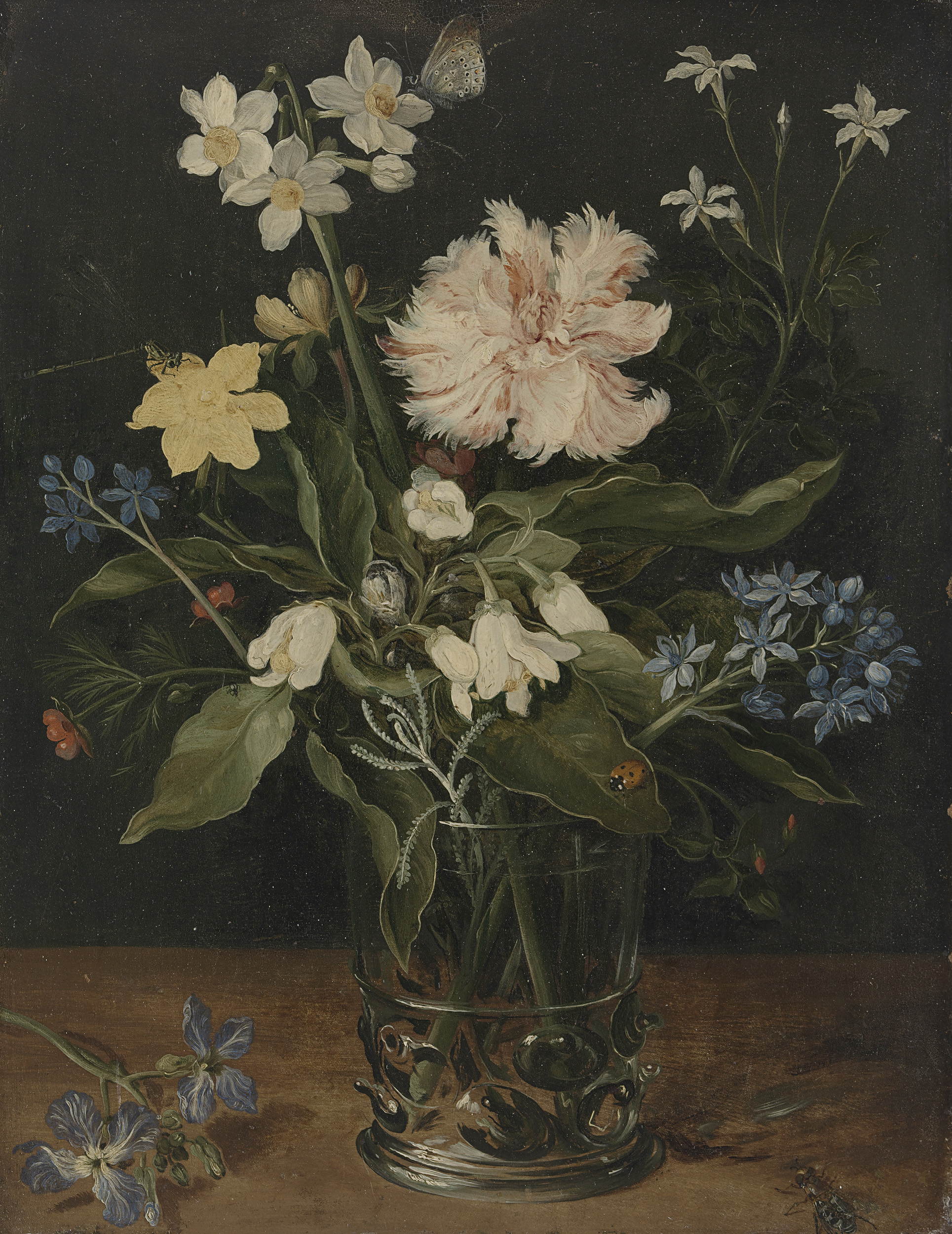 Still Life with Flowers in a Glass, by Jan Brueghel (I), public domain
