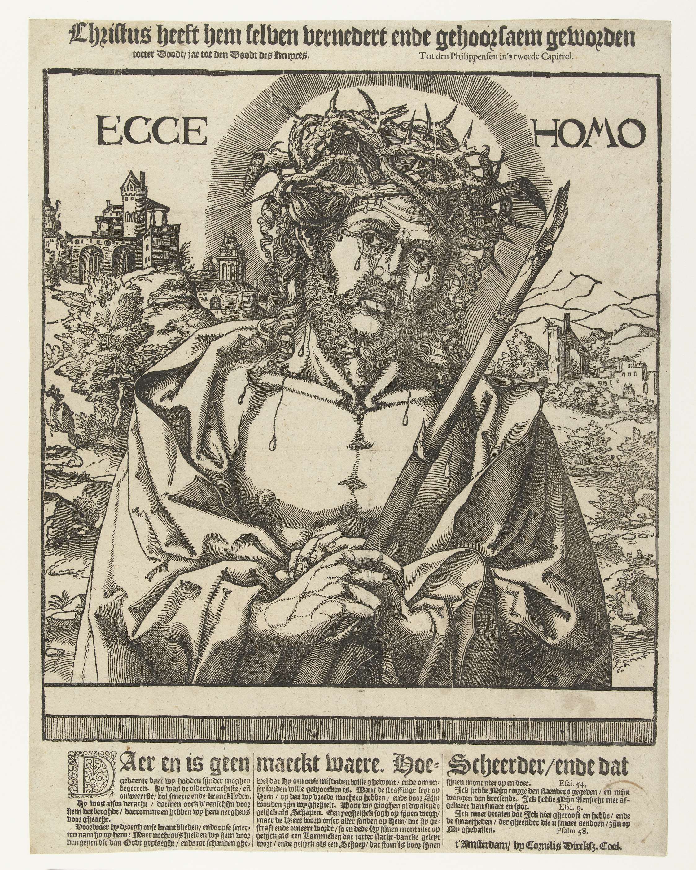 Portrait of a man with illuminated face, paper by Cornelis Anthonisz.