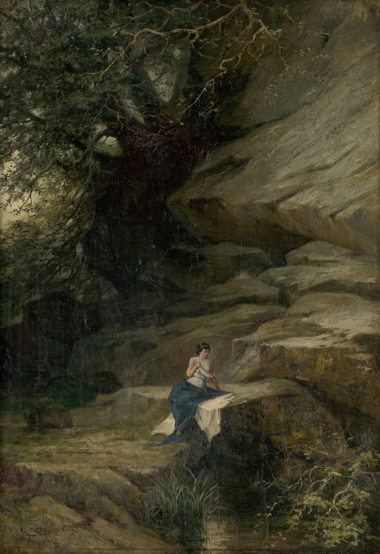 Botanical scene depicting spring flowers by Ľudovít Čordák, oil painting