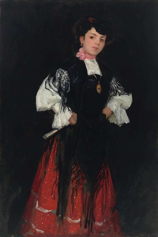 A portrait of a Spanish girl in traditional attire, capturing her vibrant personality.