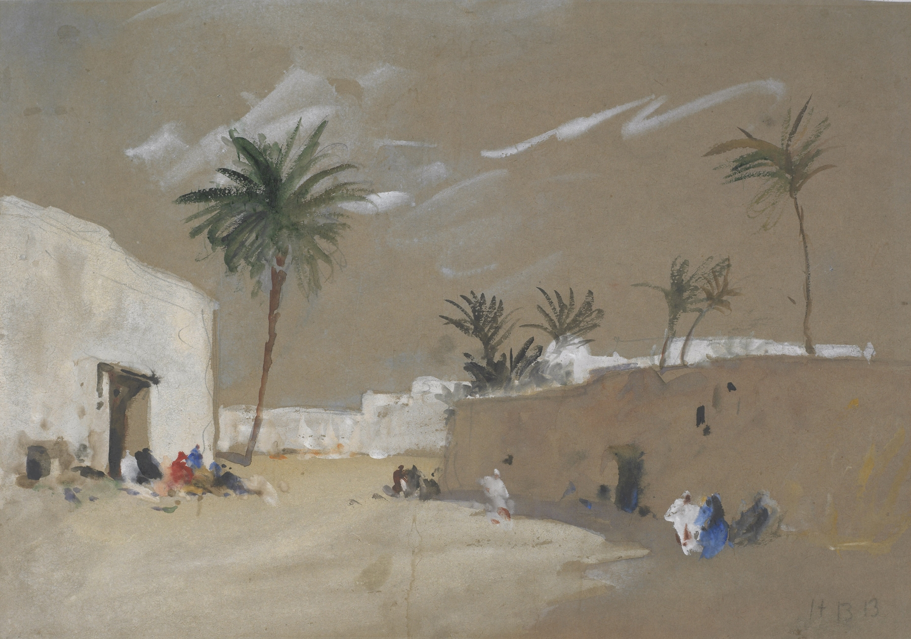 Village near Luxor by Hercules Brabazon Brabazon, impressionism, depicting a serene Egyptian landscape