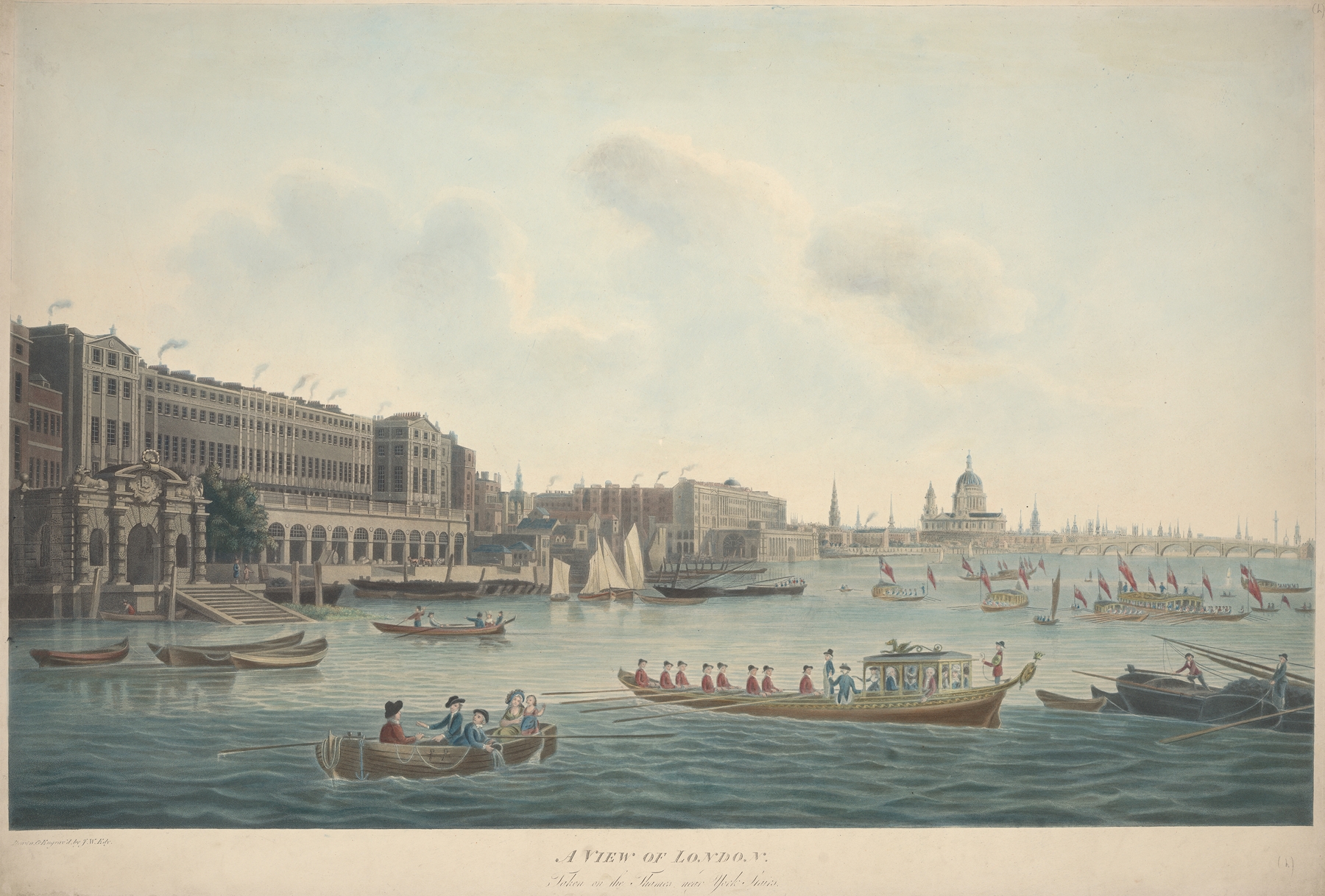 Landscape oil painting by John William Edye depicting the Thames at dawn.