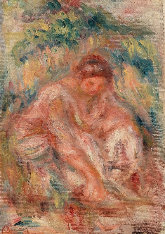A sketch by Renoir depicting a woman in soft colors.