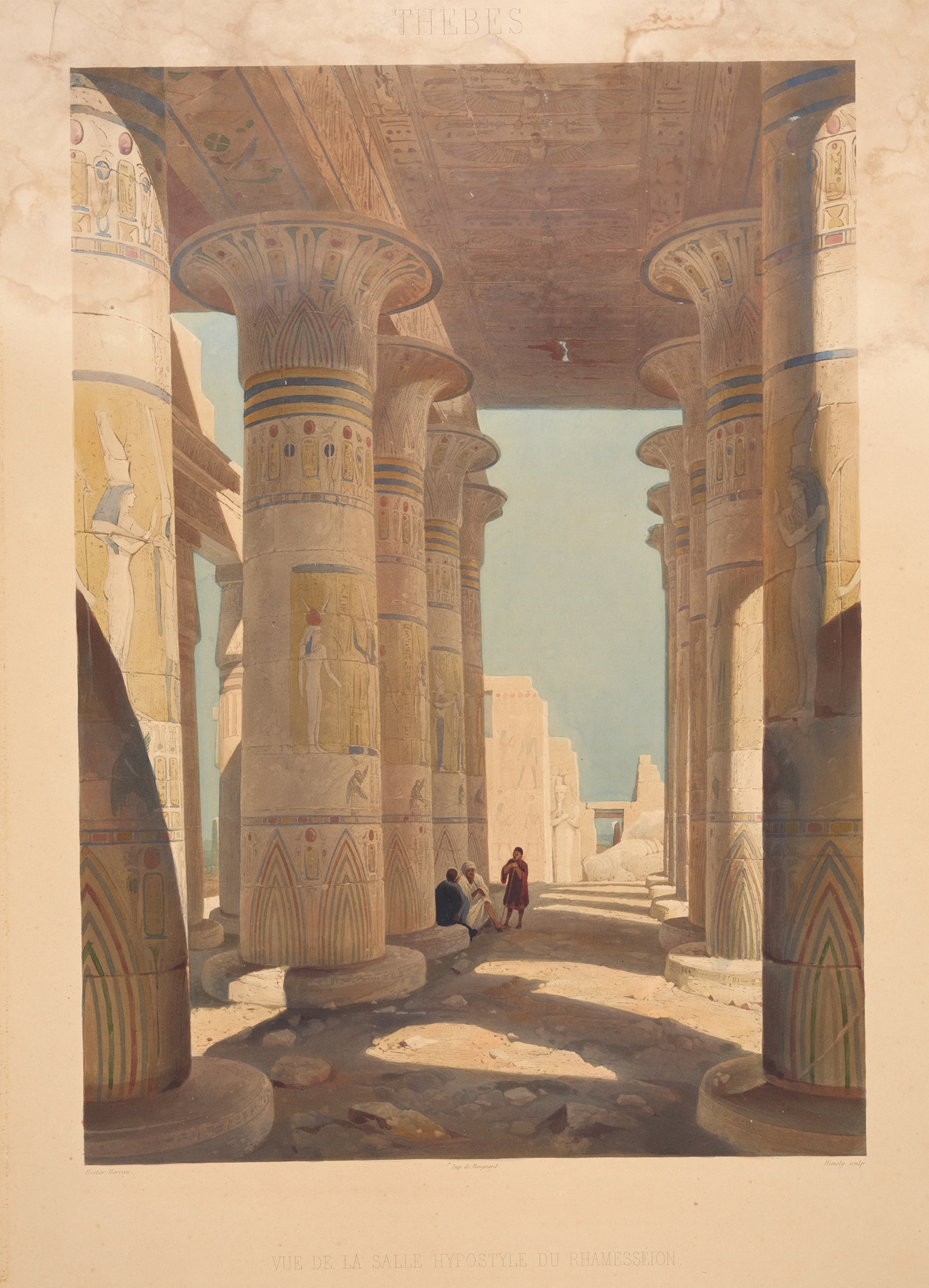 Vue de la salle hypostyle du Rhamesseion (View of the pillared hall of Rhamesseion), by Hector Horeau, public domain